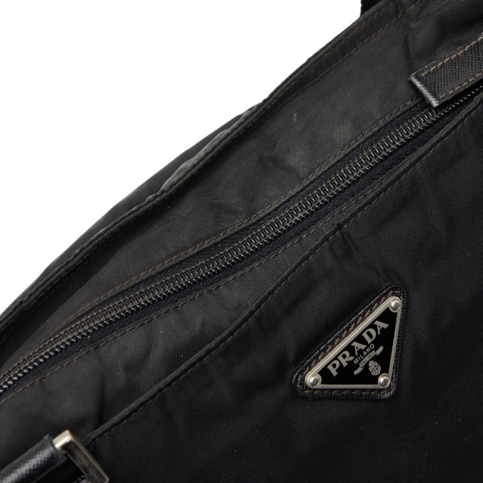 Prada Black Nylon Leather Shoulder Bag (Pre-Owned)
