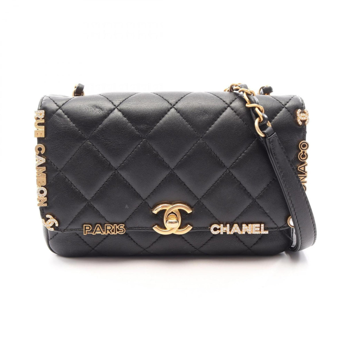 Chanel Black Leather Handbag Shoulder Bag (Pre-Owned)