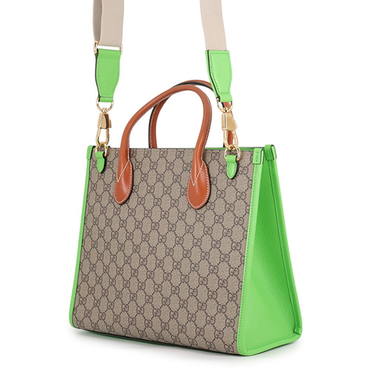 Gucci Beige Multi-Color Pvc Leather Handbag (Pre-Owned)