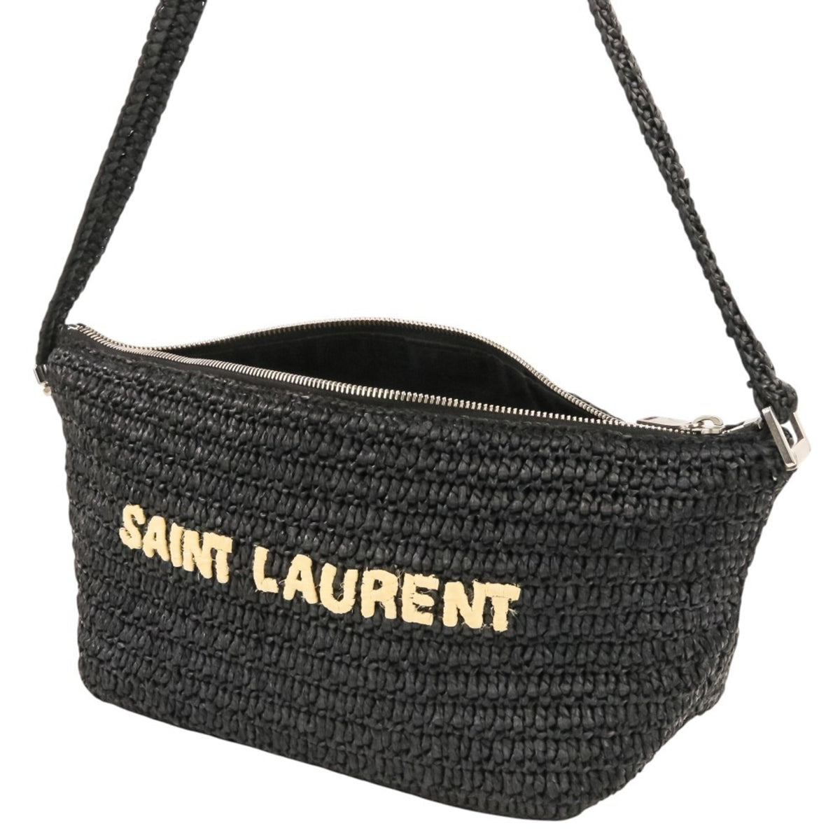 Yves Saint Laurent Black Raffia Shoulder Bag (Pre-Owned)