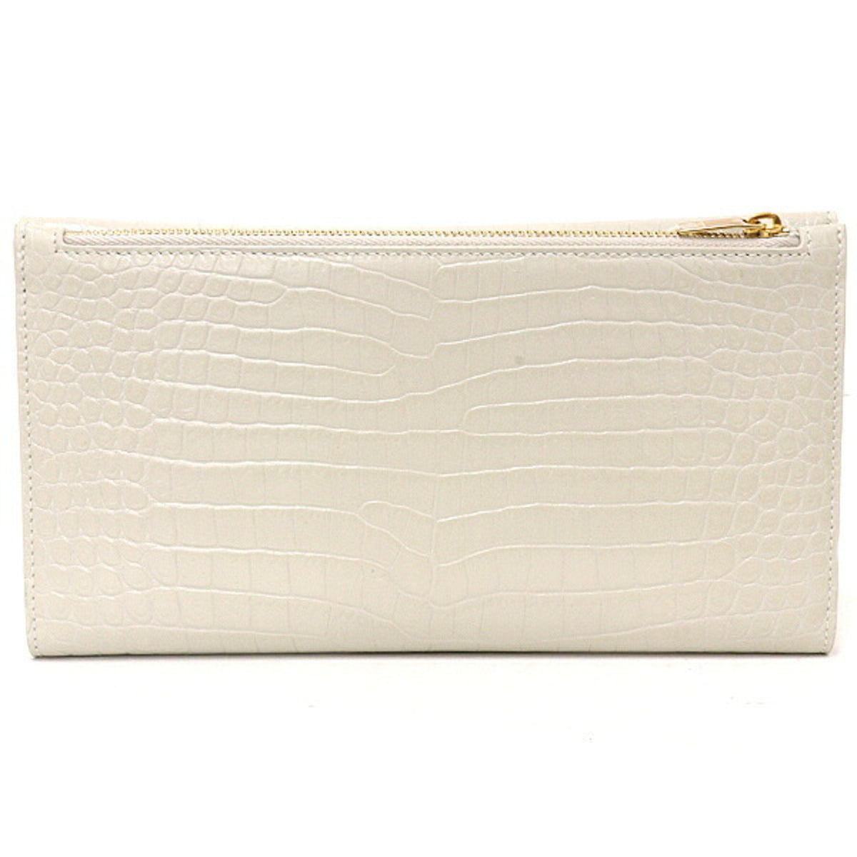 Saint Laurent Off-White Leather Long Wallet (Bi-Fold) (Pre-Owned)