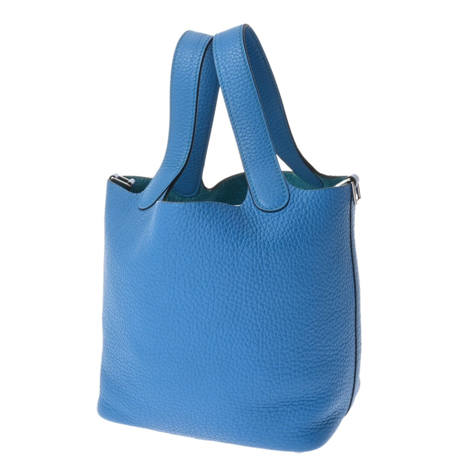 Hermes Blue Taurillon Clemence Leather Handbag (Pre-Owned)