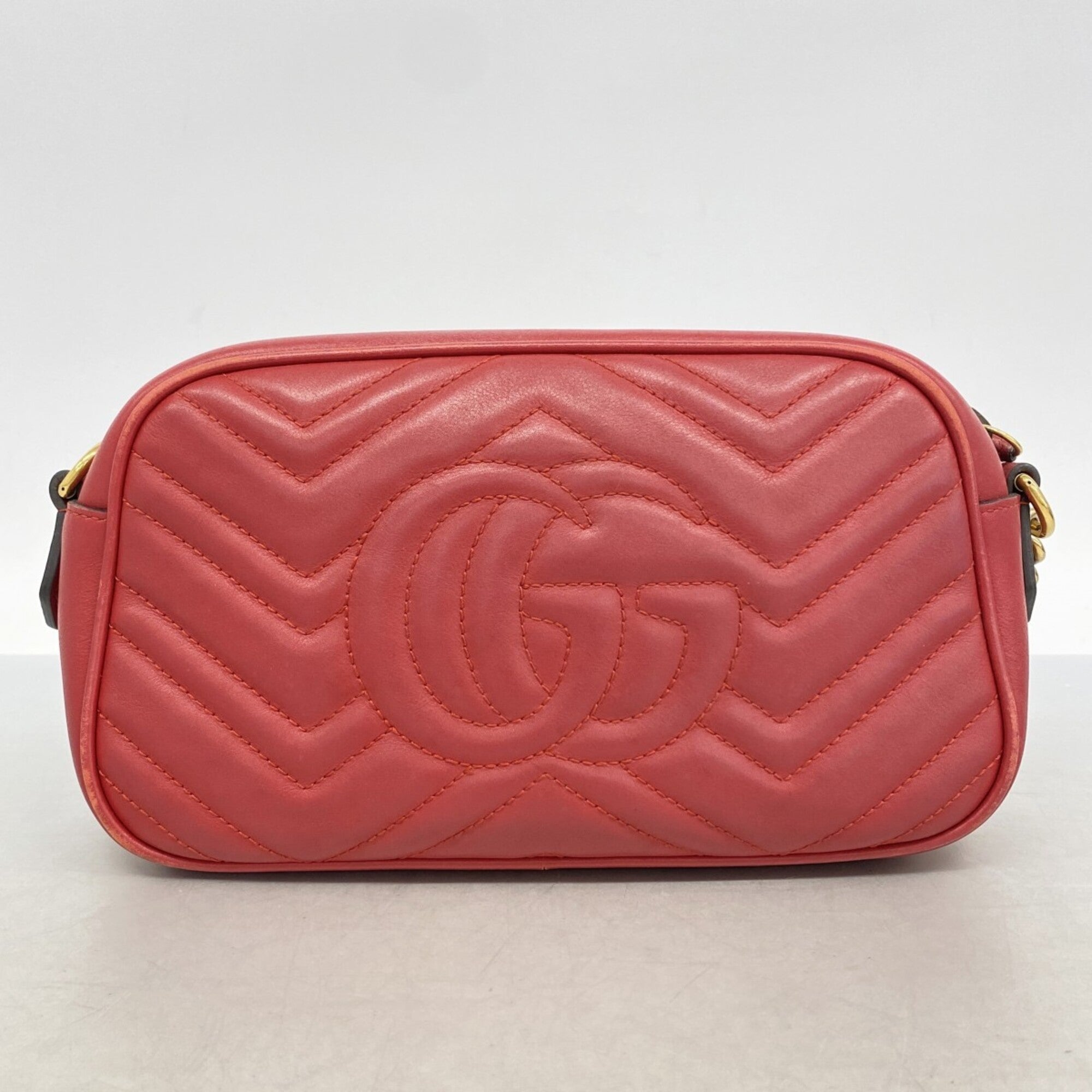 Gucci Red Color Leather Shoulder Bag (Pre-Owned)