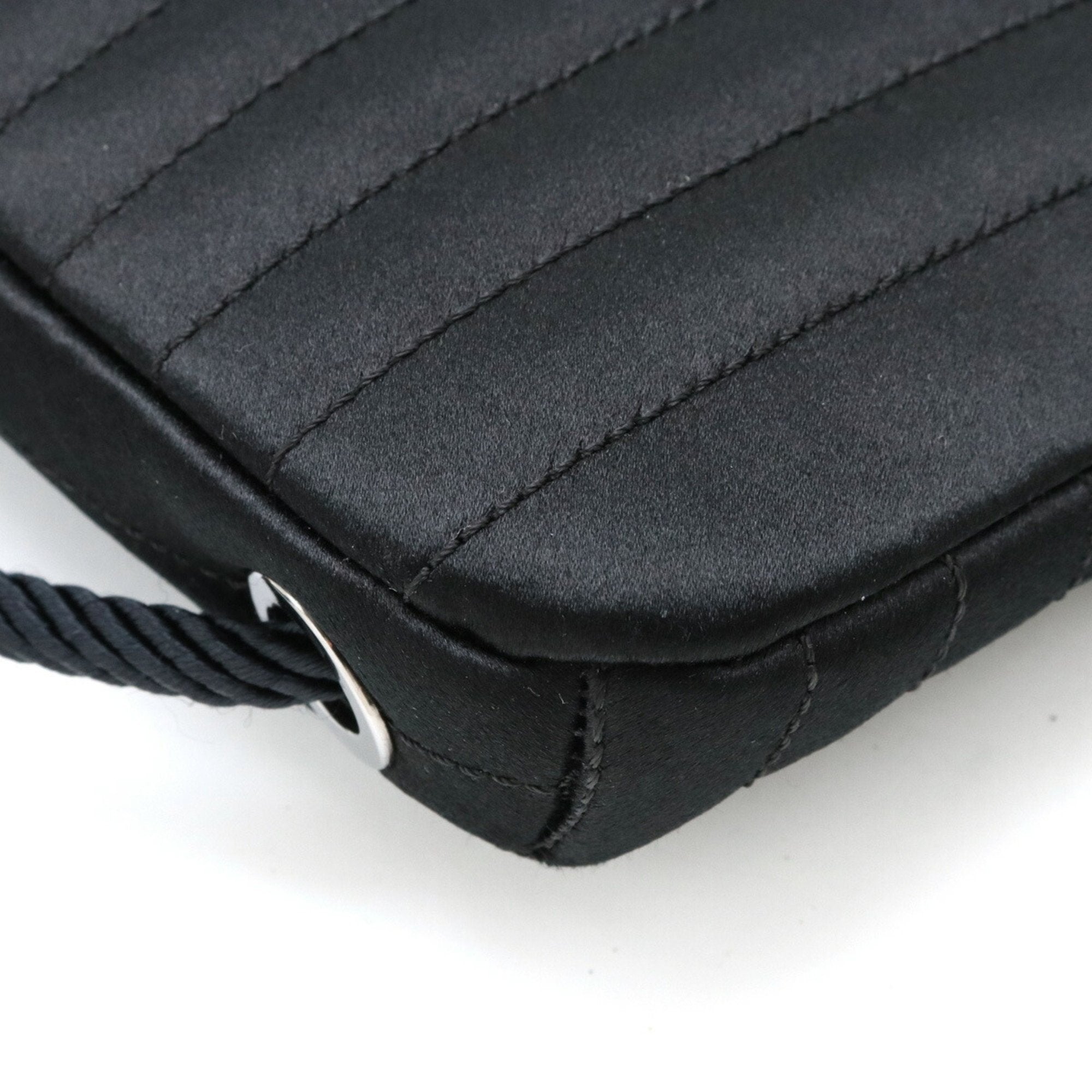 Chanel Black Satin Pochette Shoulder Bag (Pre-Owned)