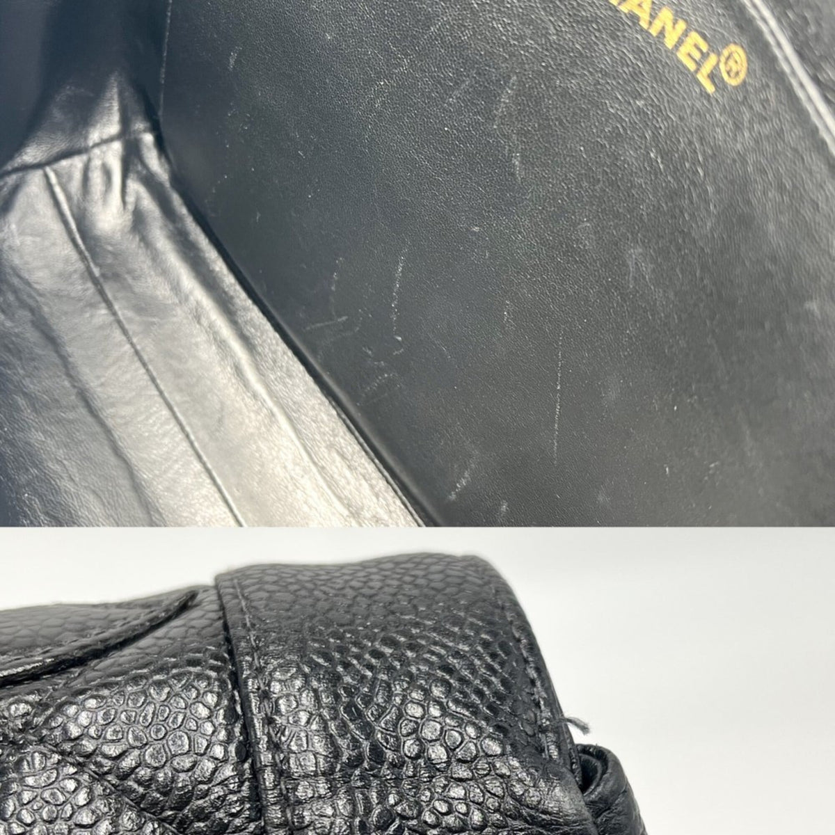 Chanel Black Grained Calfskin Handbag (Pre-Owned)