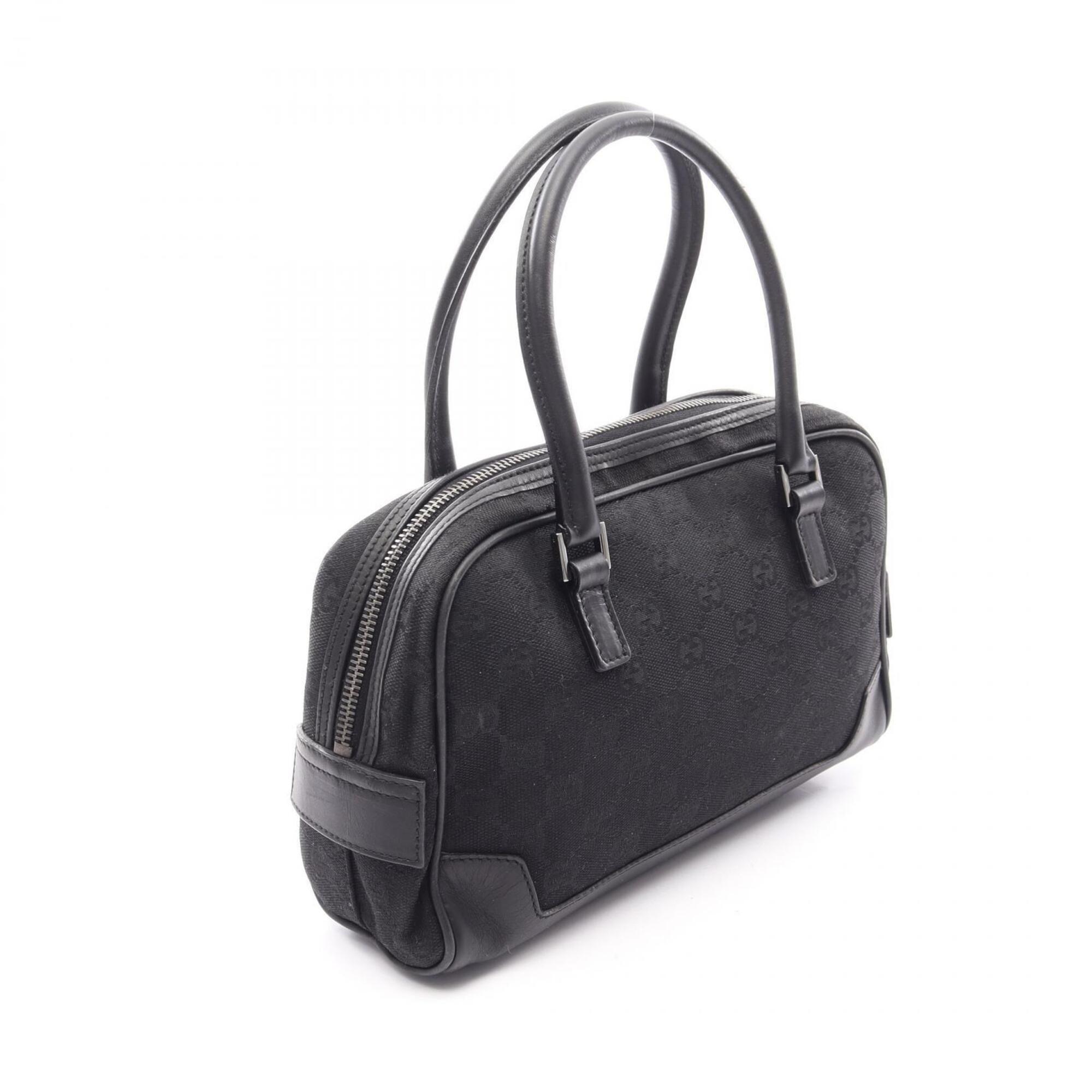 Gucci Gg Canvas Black Gg Canvas Leather Handbag (Pre-Owned)