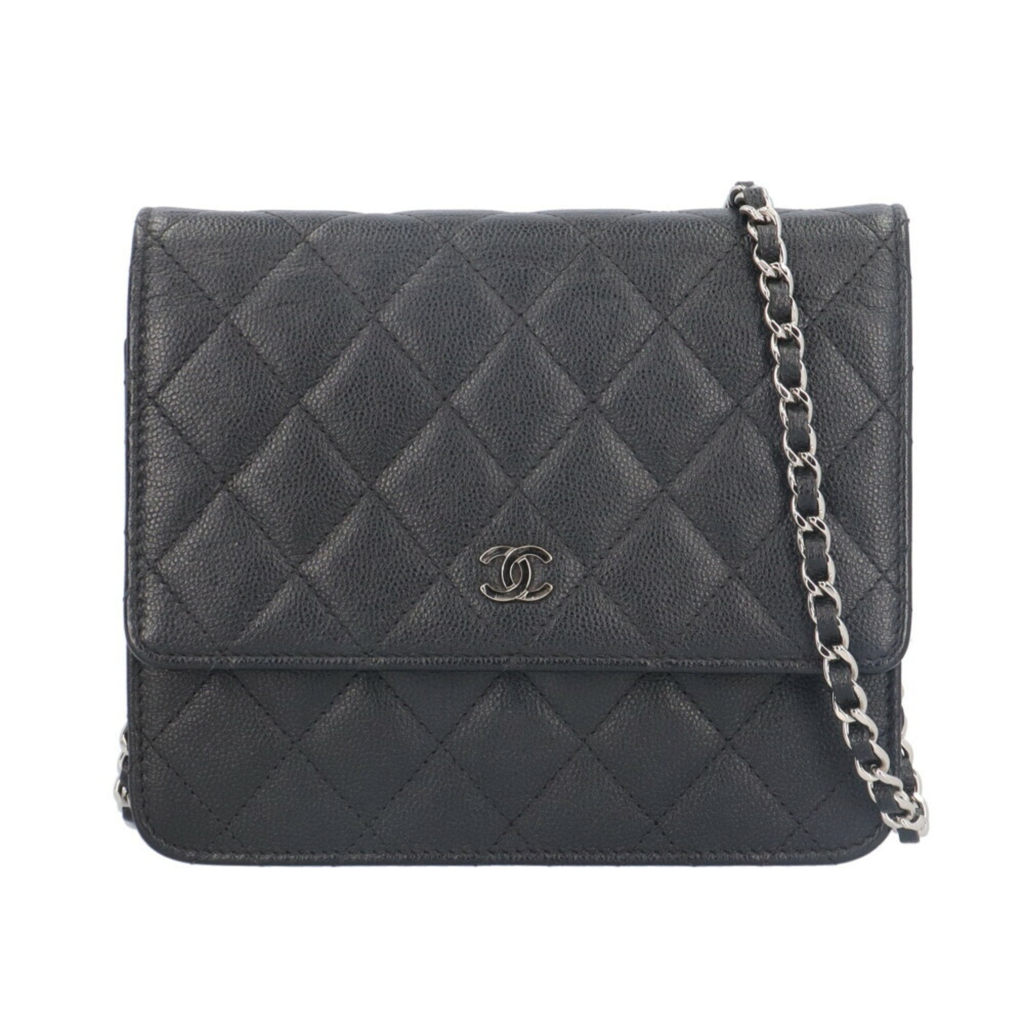 Chanel Matelasse Black Grained Calfskin Shoulder Bag (Pre-Owned)