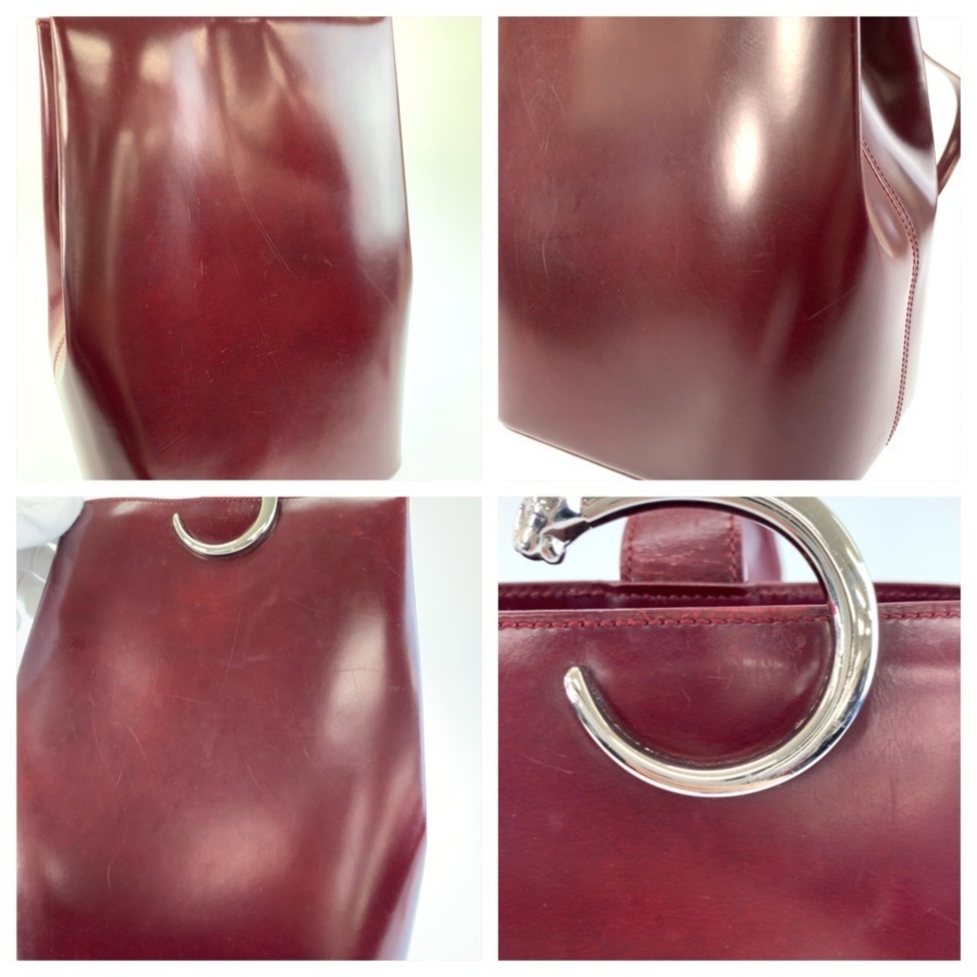 Cartier Bordeaux Wine Red Leather Shoulder Bag (Pre-Owned)