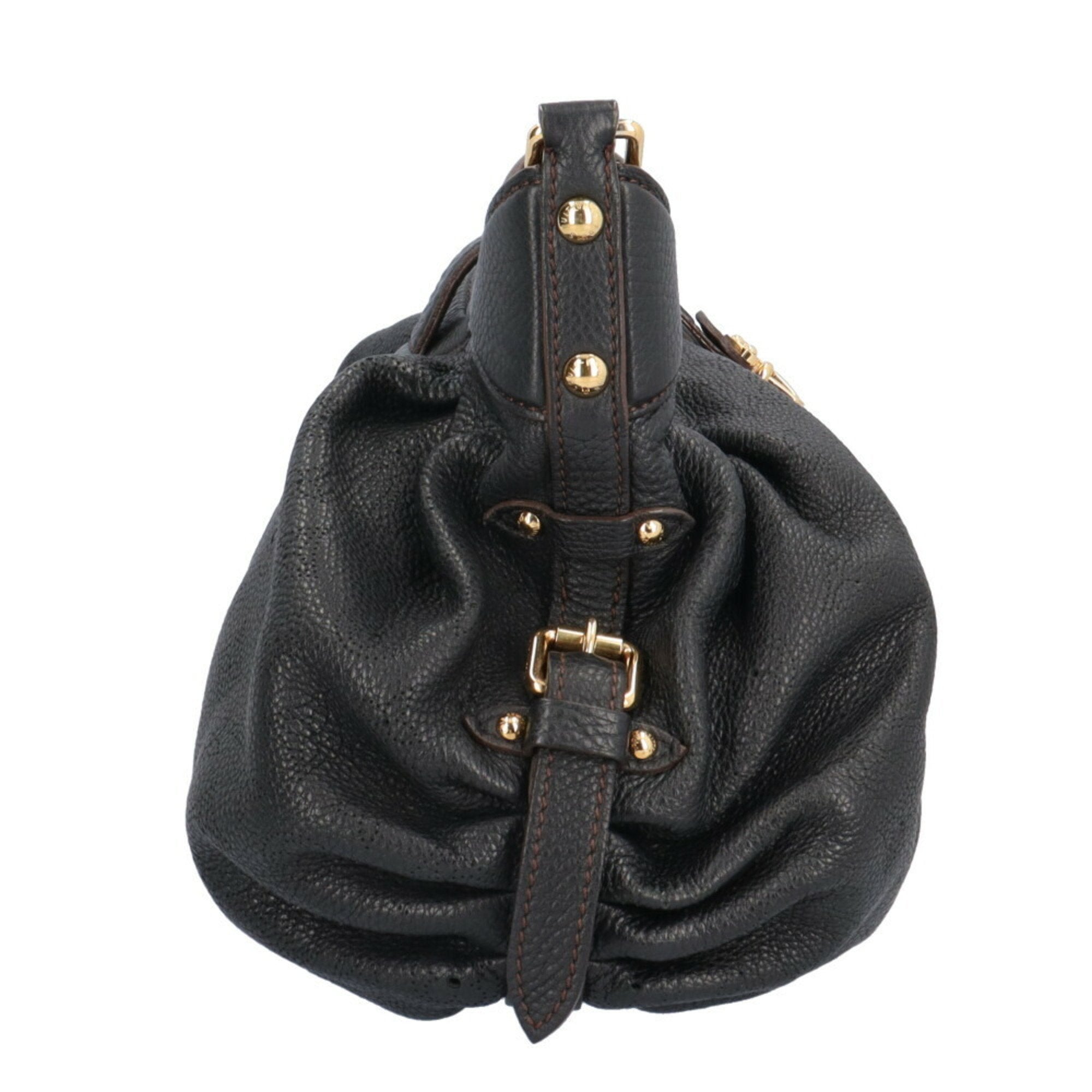 Louis Vuitton Mahina Black Mahina Leather Shoulder Bag (Pre-Owned)