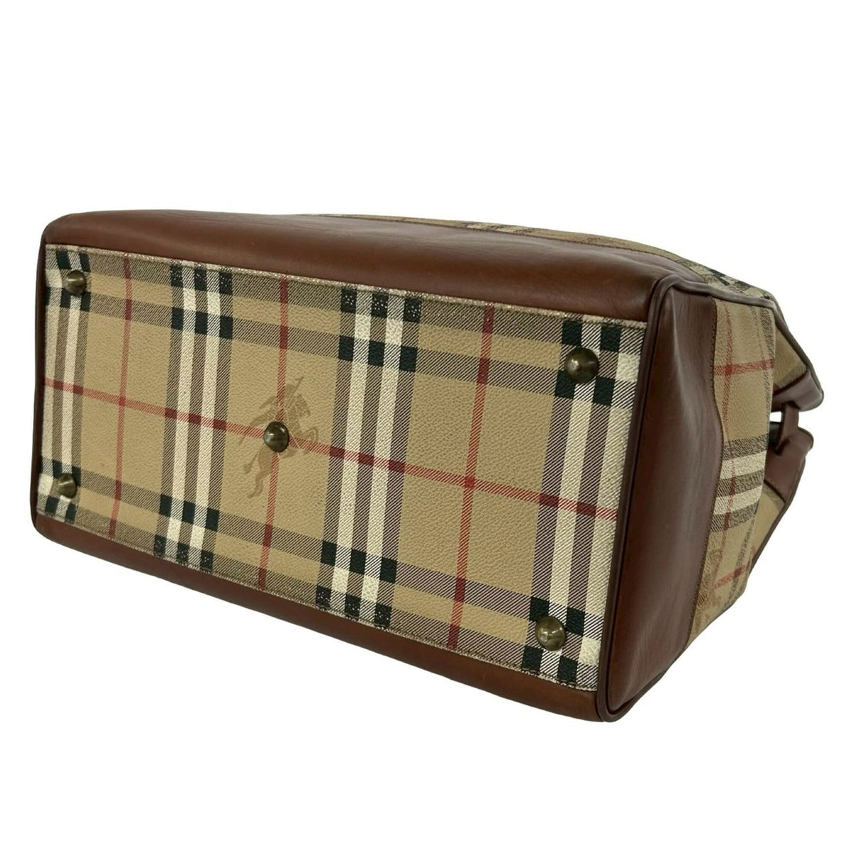 Burberry Beige Brown Leather Handbag Tote Bag (Pre-Owned)