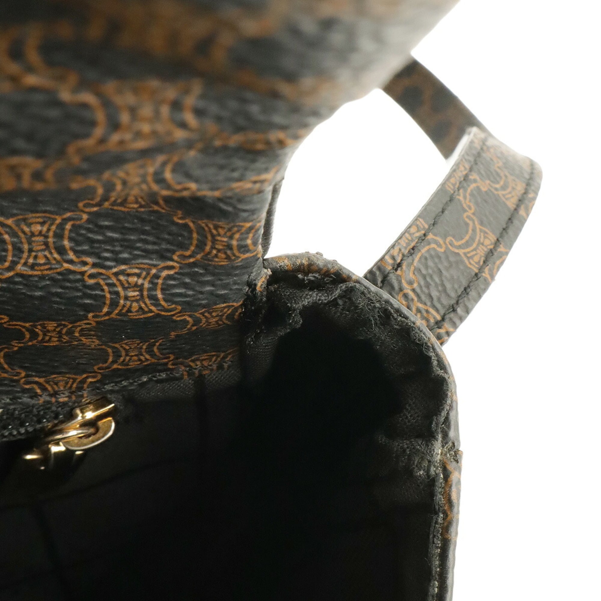 Celine Macadam Black Dark Brown Coated Canvas Pvc Leather Pochette Shoulder Bag (Pre-Owned)