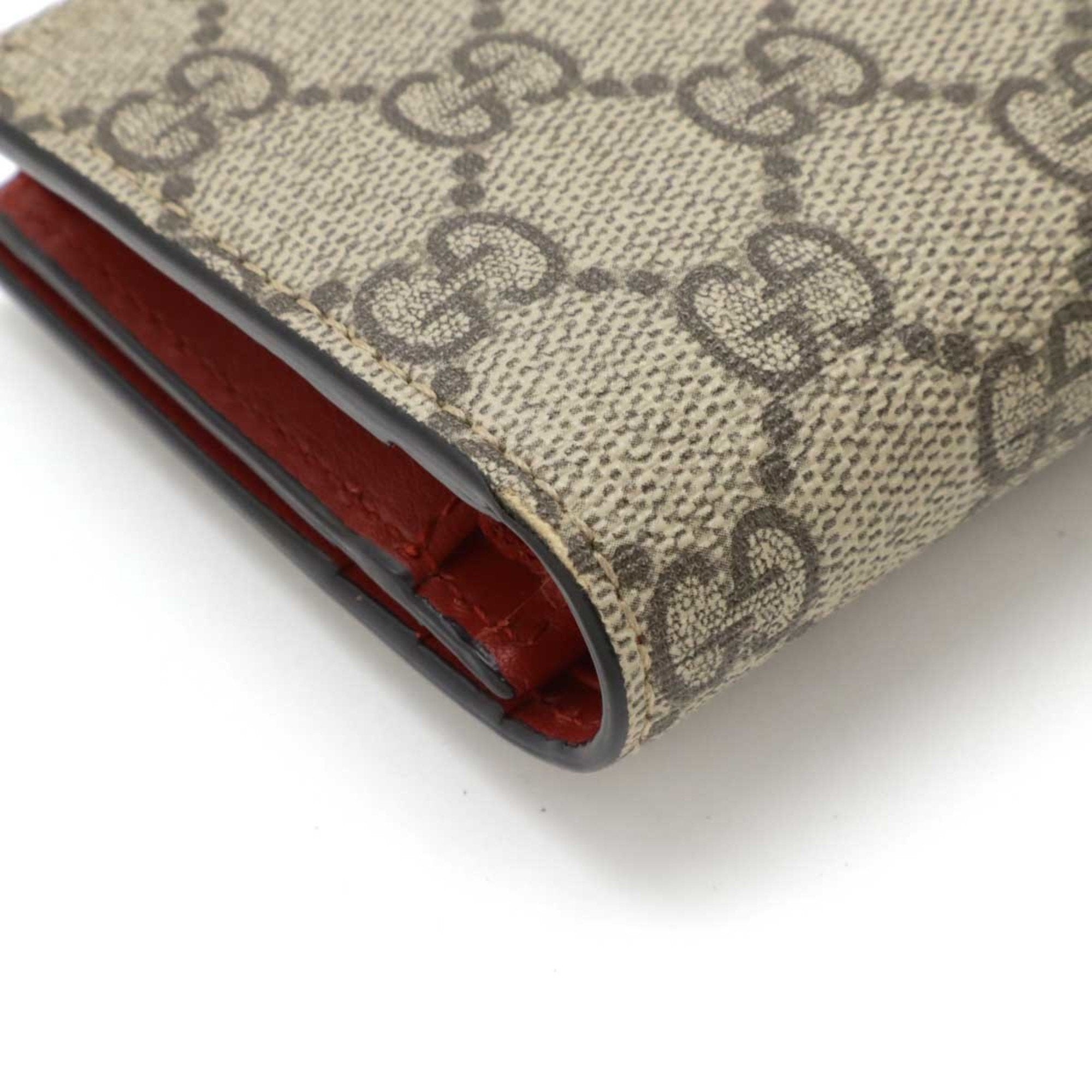 Gucci Beige Pink Red Color Suede Leather/Webbing Pvc Wallet (Bi-Fold) (Pre-Owned)