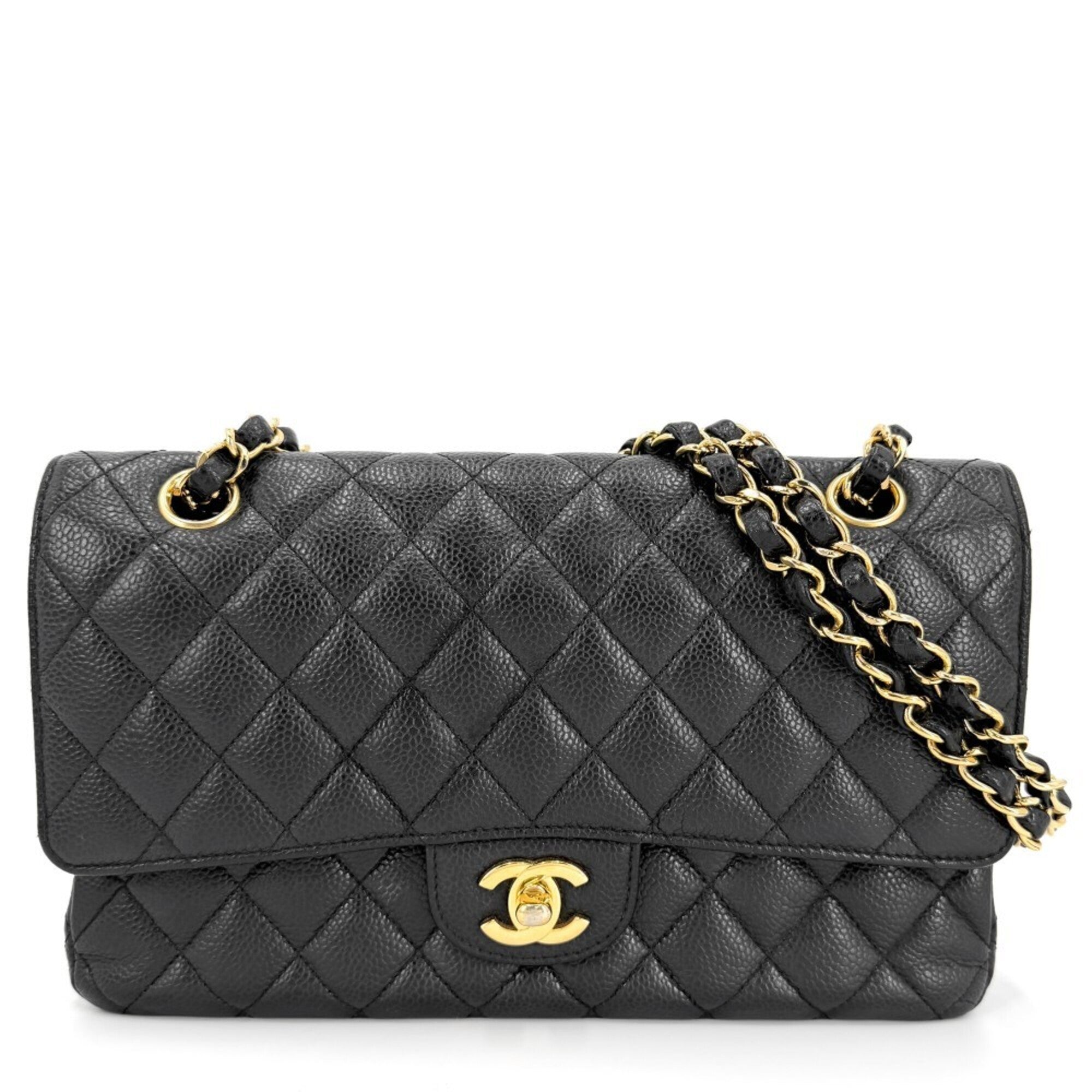 Chanel Matelasse Black Grained Calfskin Shoulder Bag (Pre-Owned)
