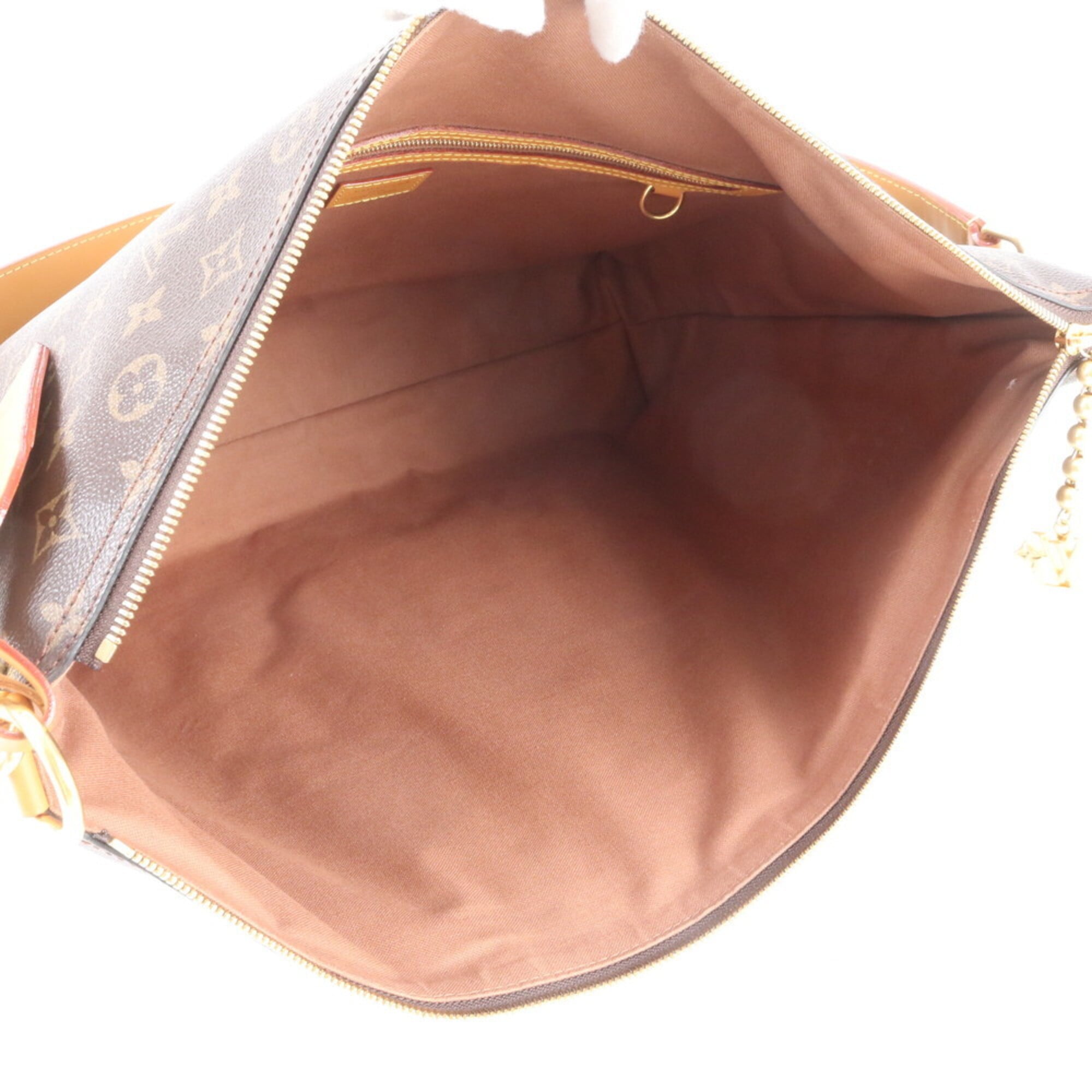 Louis Vuitton Brown Leather Coated Canvas Shoulder Bag (Pre-Owned)