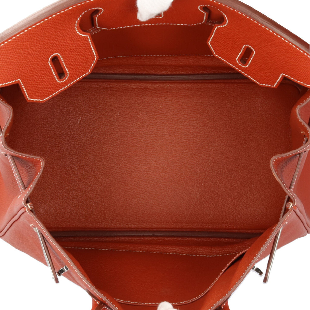 Hermes Orange Sanguine White Epsom Leather Handbag (Pre-Owned)