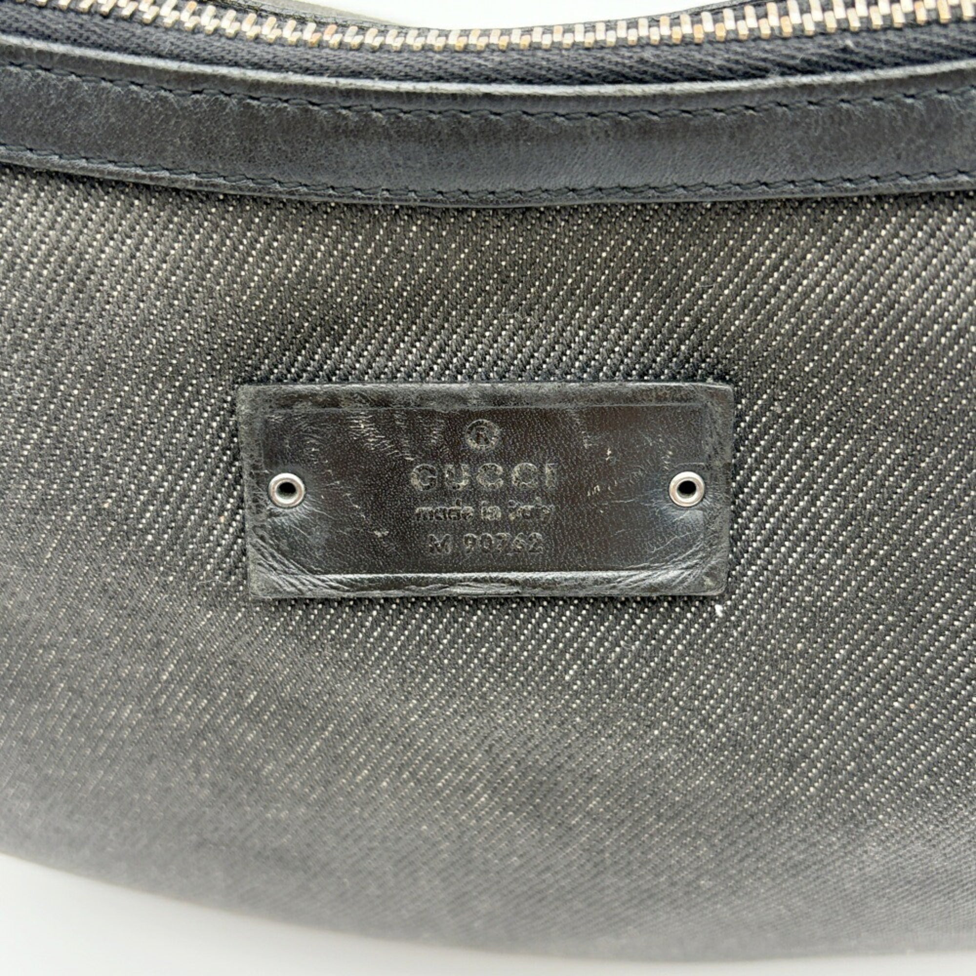 Gucci Black Denim Leather Shoulder Bag (Pre-Owned)