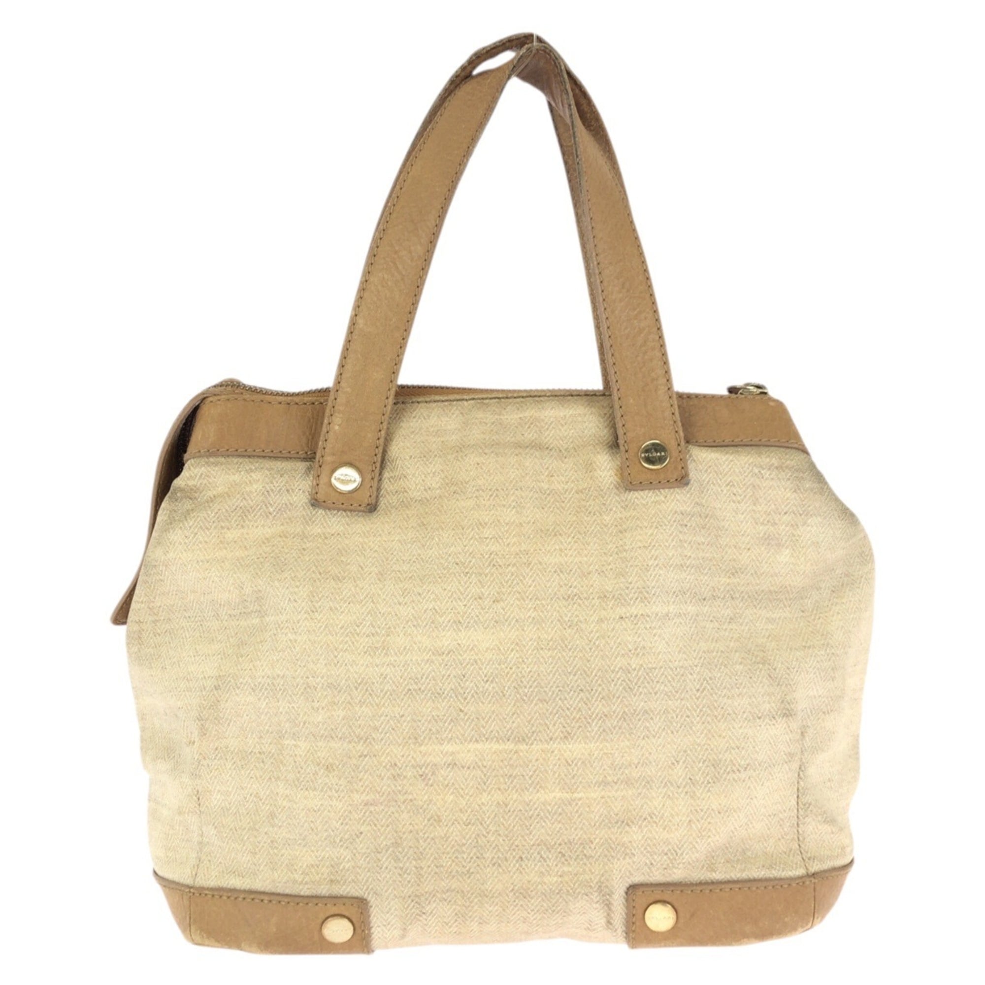 Bvlgari Beige Brown Pvc Leather Handbag Tote Bag (Pre-Owned)