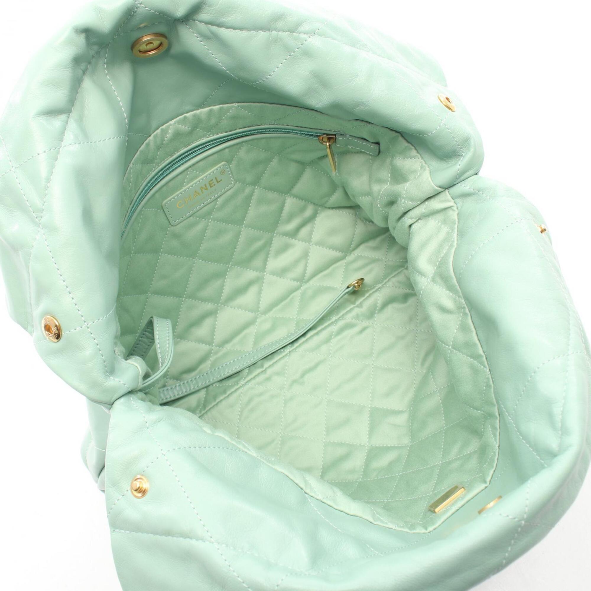Chanel Green Leather Handbag Pouch Shoulder Bag (Pre-Owned)