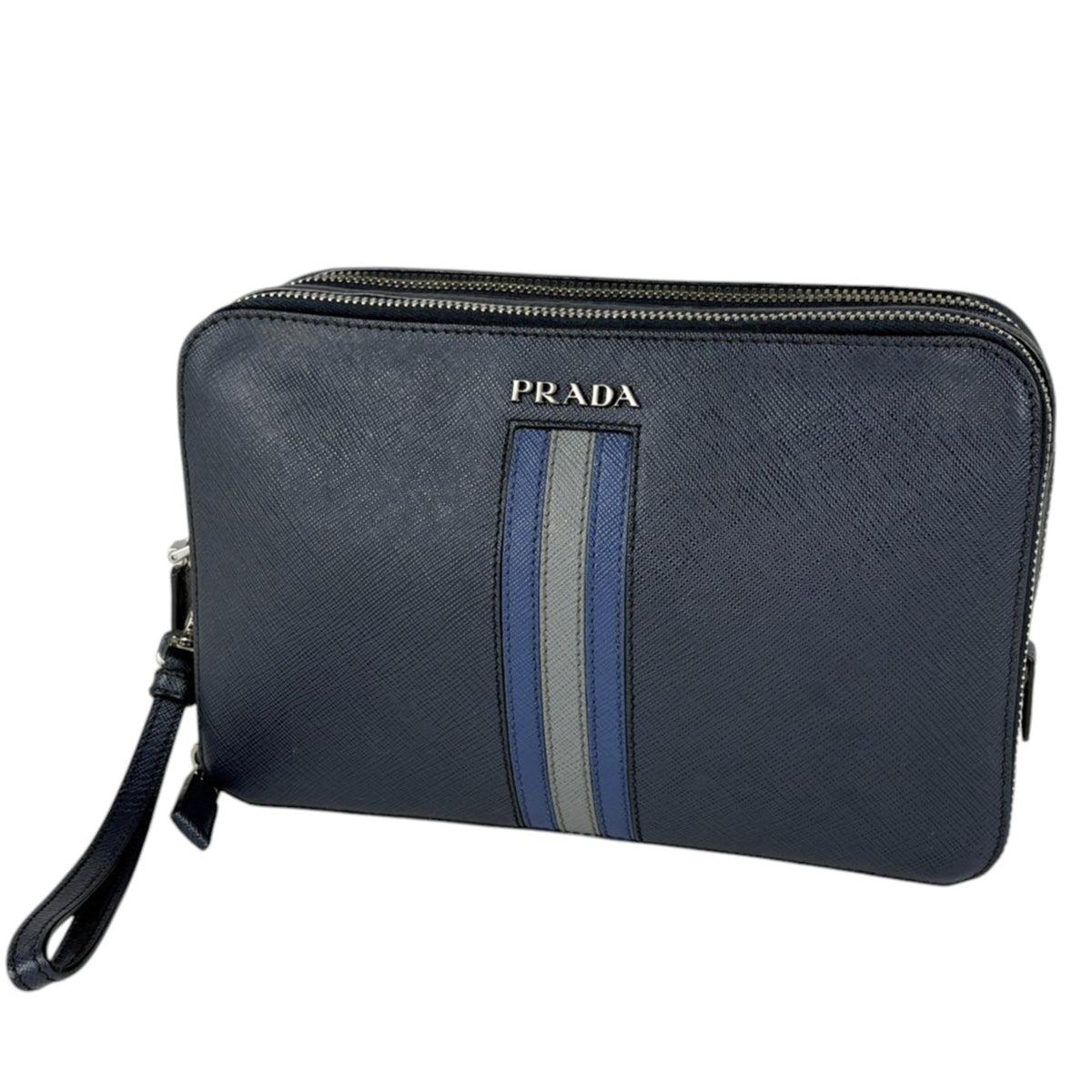 Prada Navy Leather Pochette (Pre-Owned)