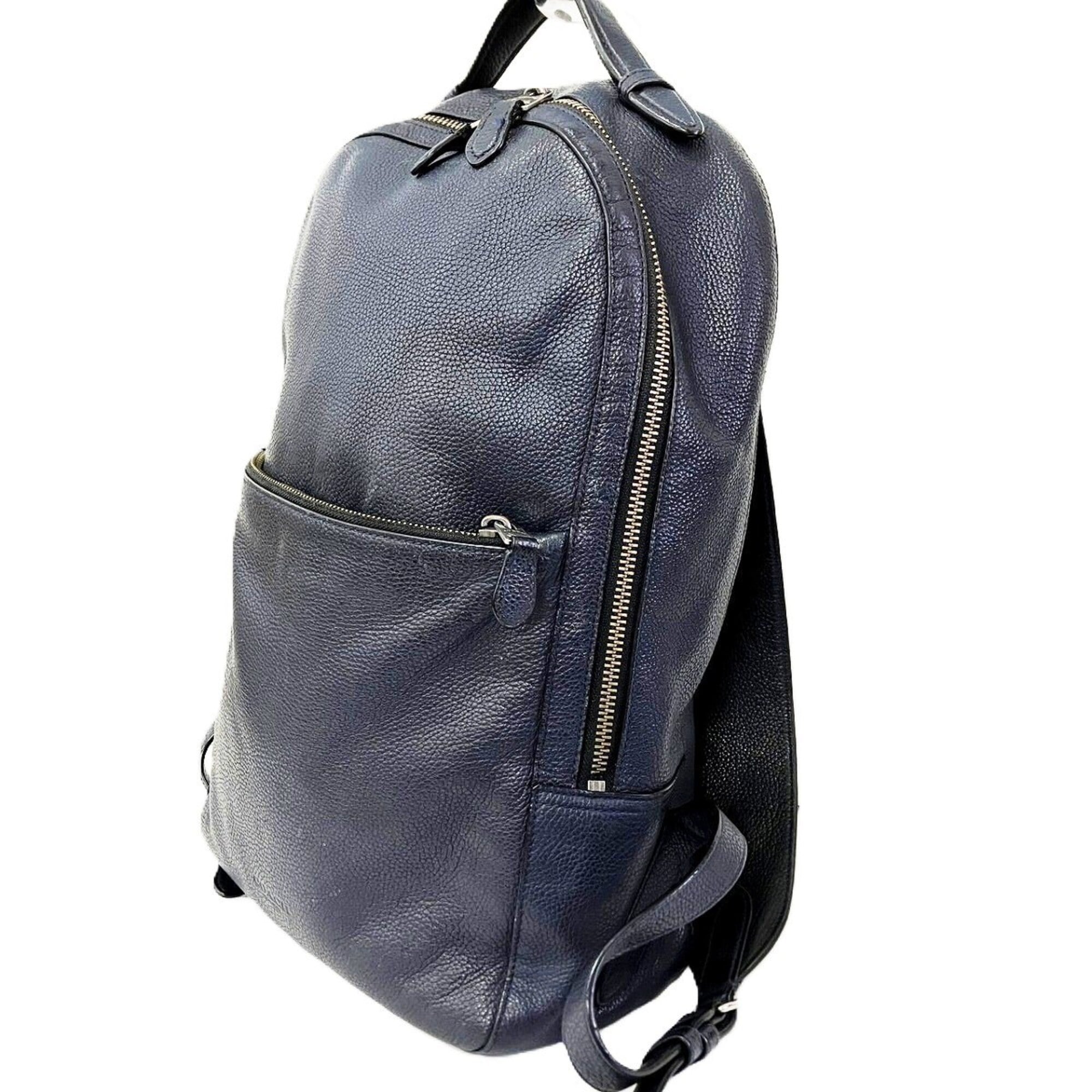 Coach Navy Leather Backpack (Pre-Owned)