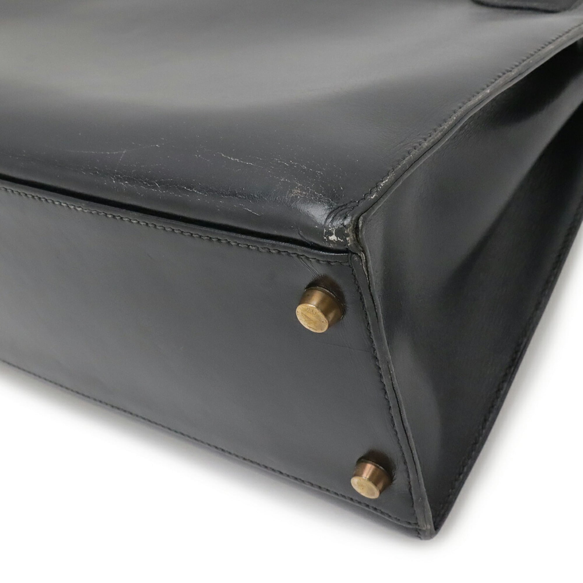 Hermes Black Box Calf Leather Handbag (Pre-Owned)