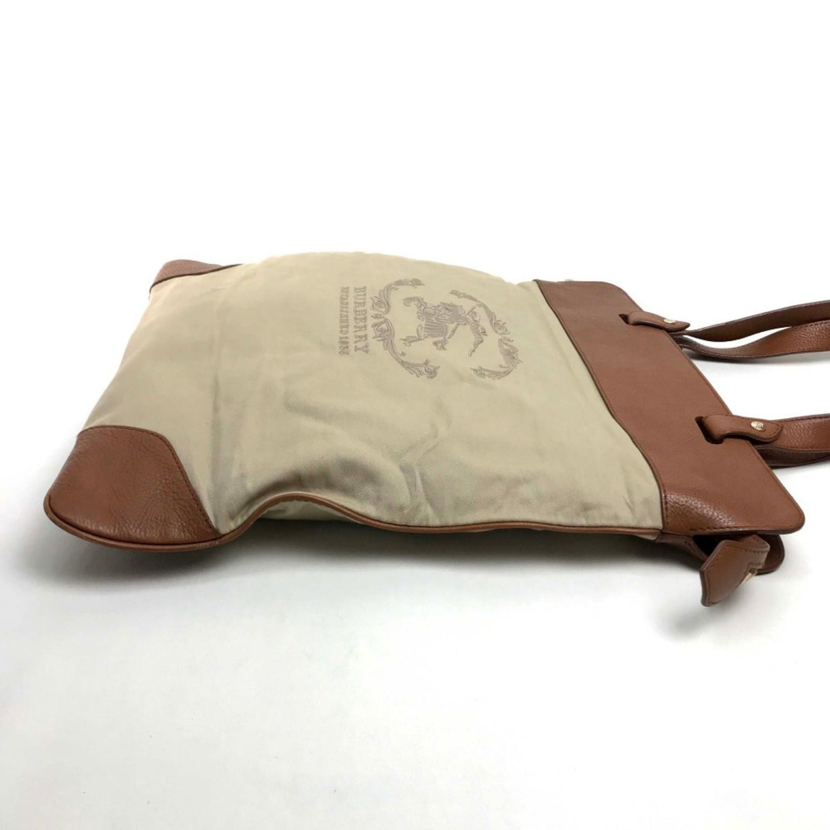 Burberry Beige Brown Canvas Leather Tote Bag (Pre-Owned)