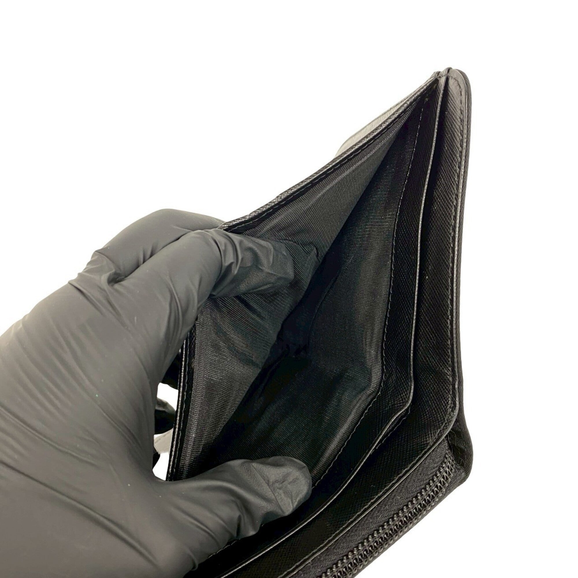 Prada Black Leather Nylon Wallet (Bi-Fold) (Pre-Owned)