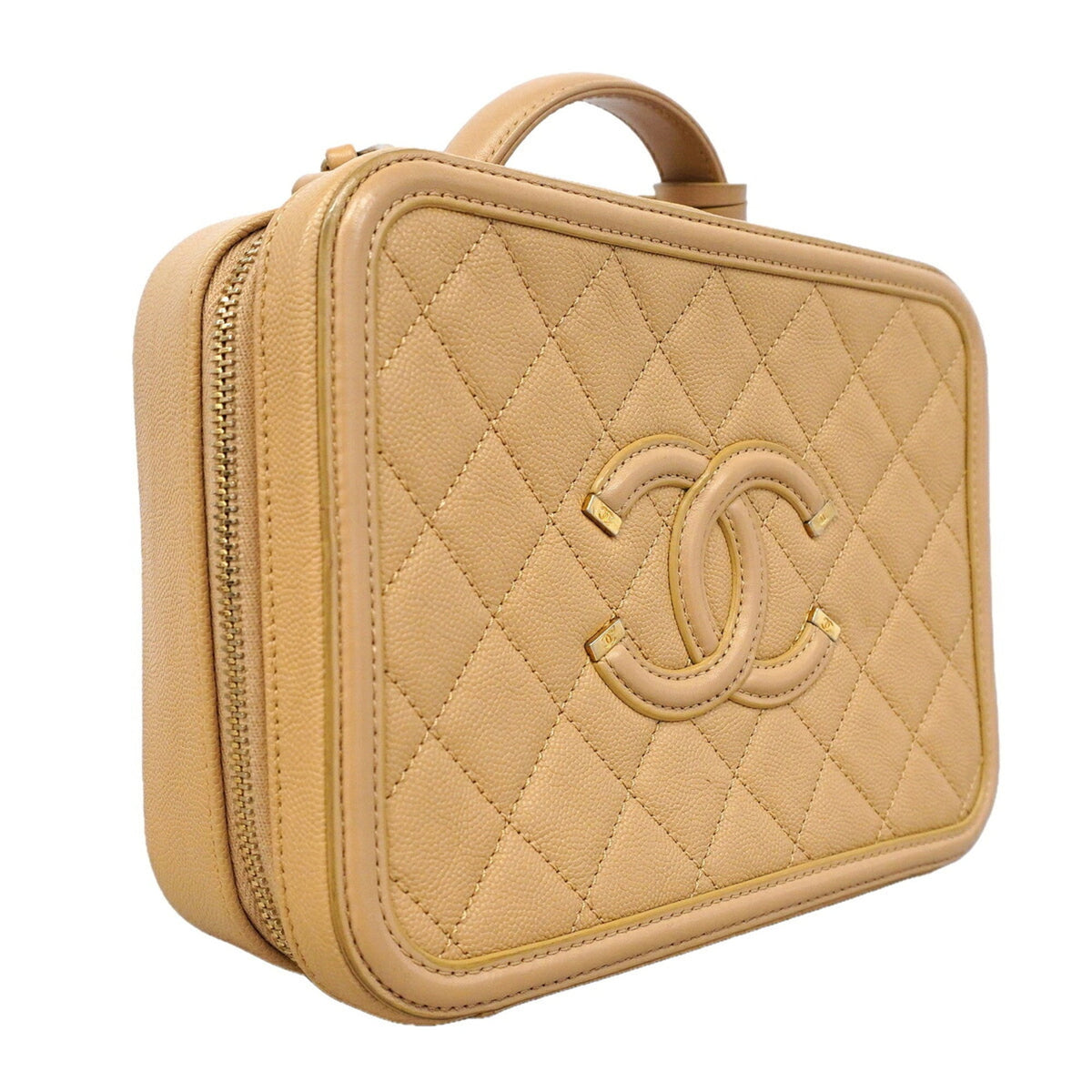 Chanel Beige Grained Calfskin Vanity Bag (Pre-Owned)