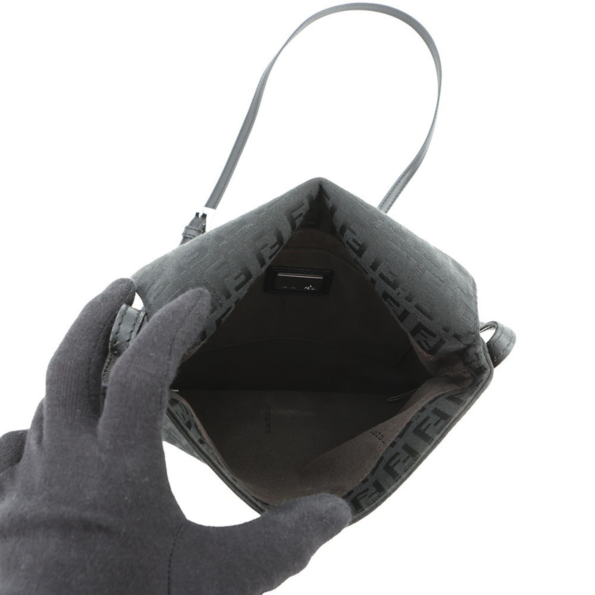Fendi Black Zucchino Handbag Shoulder Bag (Pre-Owned)