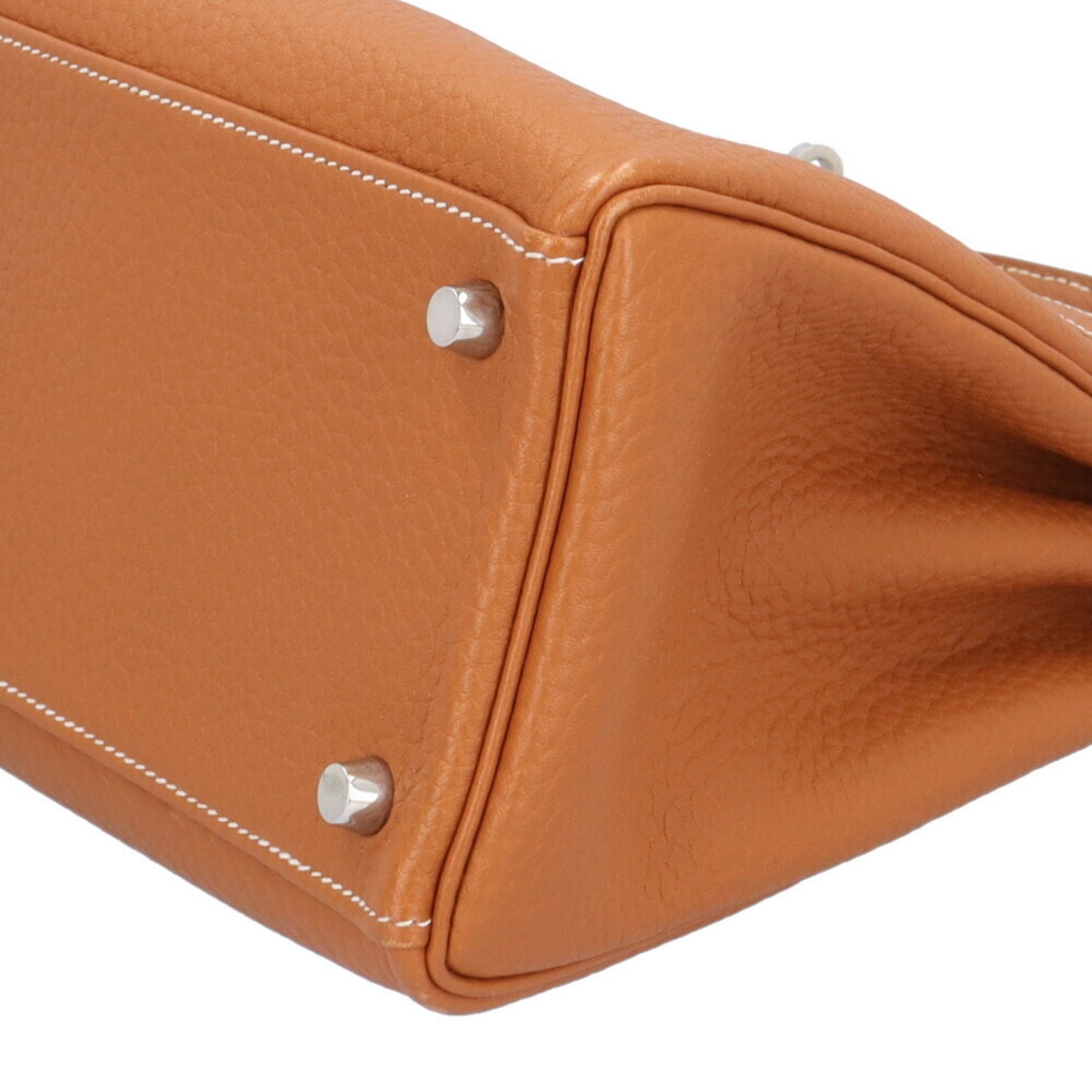 Hermes Kelly Brown Gold Taurillon Clemence Leather Shoulder Bag (Pre-Owned)