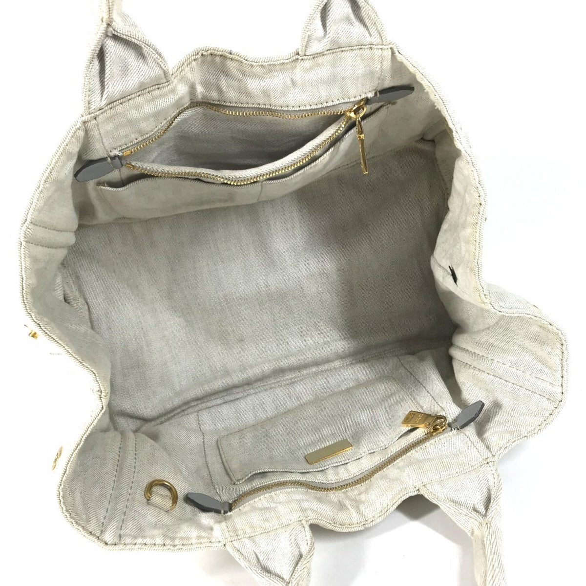 Prada White Cotton Handbag Tote Bag (Pre-Owned)