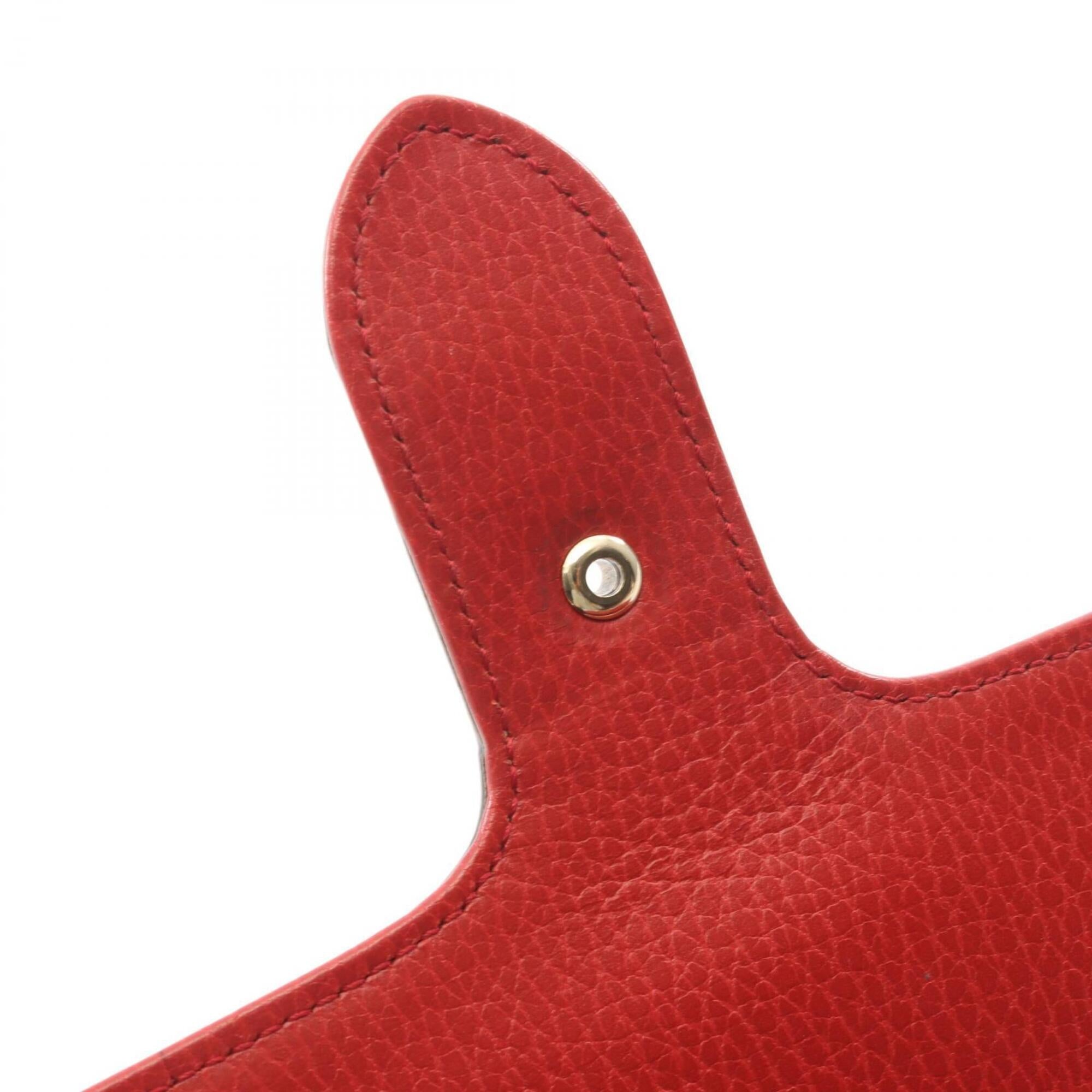 Gucci Red Color Leather Handbag Shoulder Bag (Pre-Owned)