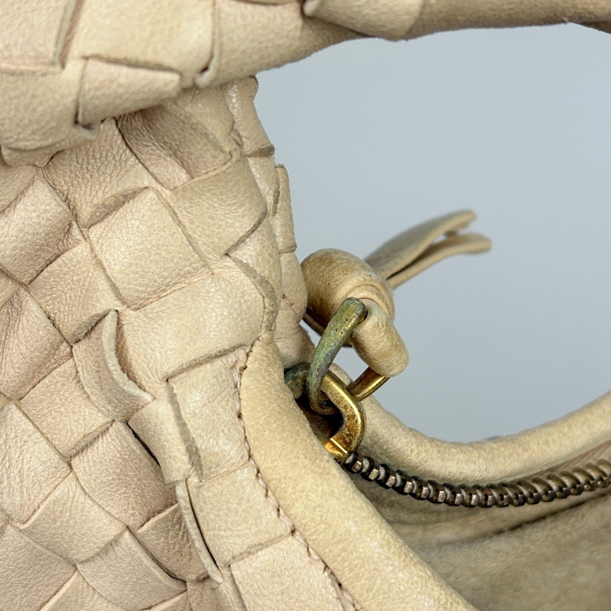 Bottega Veneta Intrecciato Light Beige Leather Handbag Shoulder Bag (Pre-Owned)