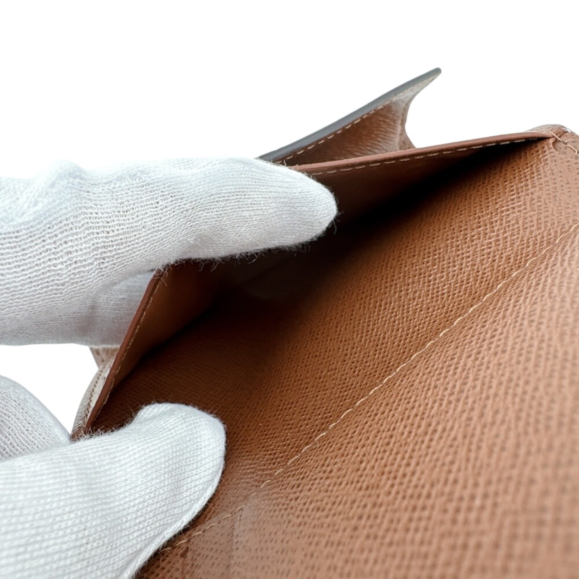 Louis Vuitton Monogram Brown Leather Wallet (Tri-Fold) (Pre-Owned)