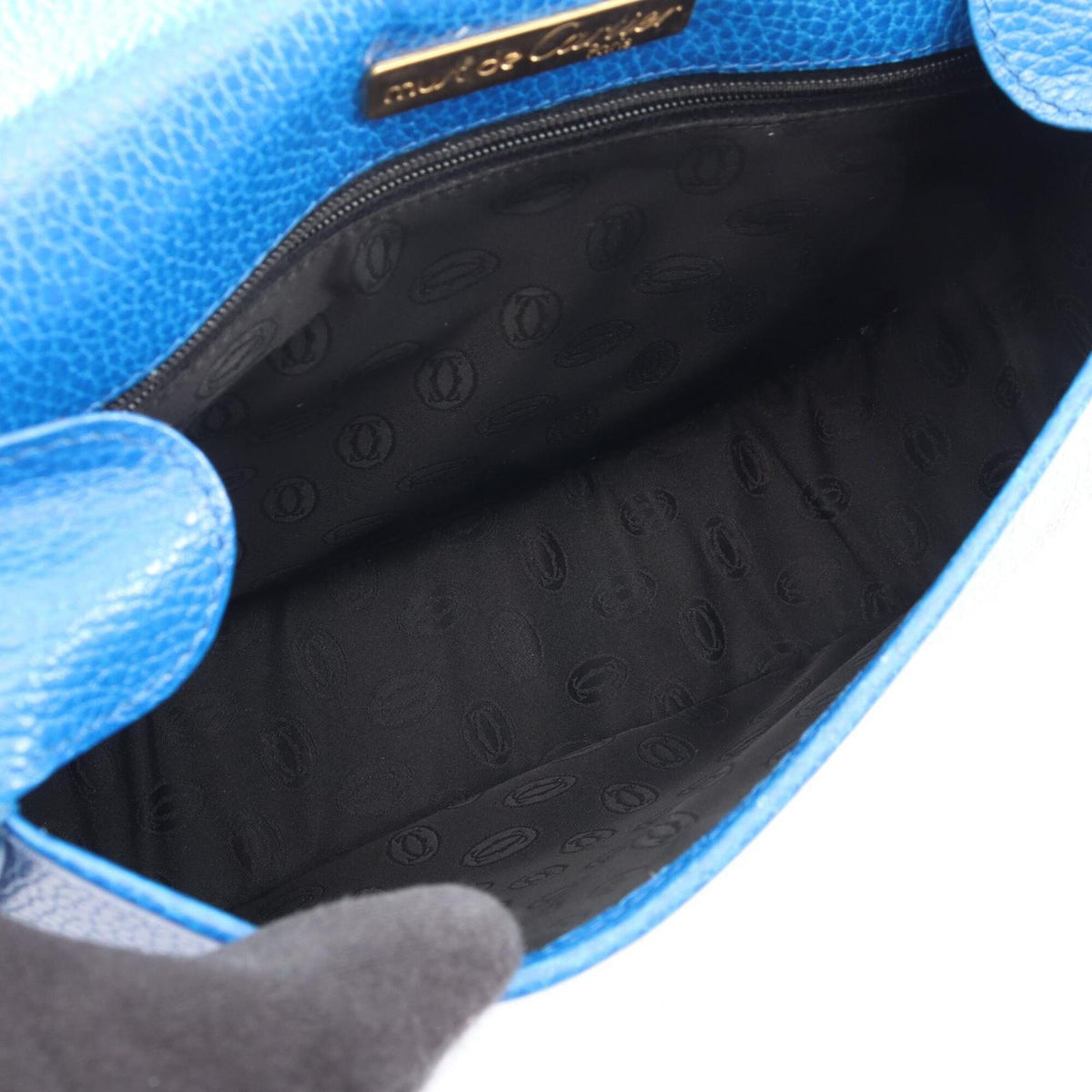 Cartier Blue Leather Handbag Shoulder Bag (Pre-Owned)