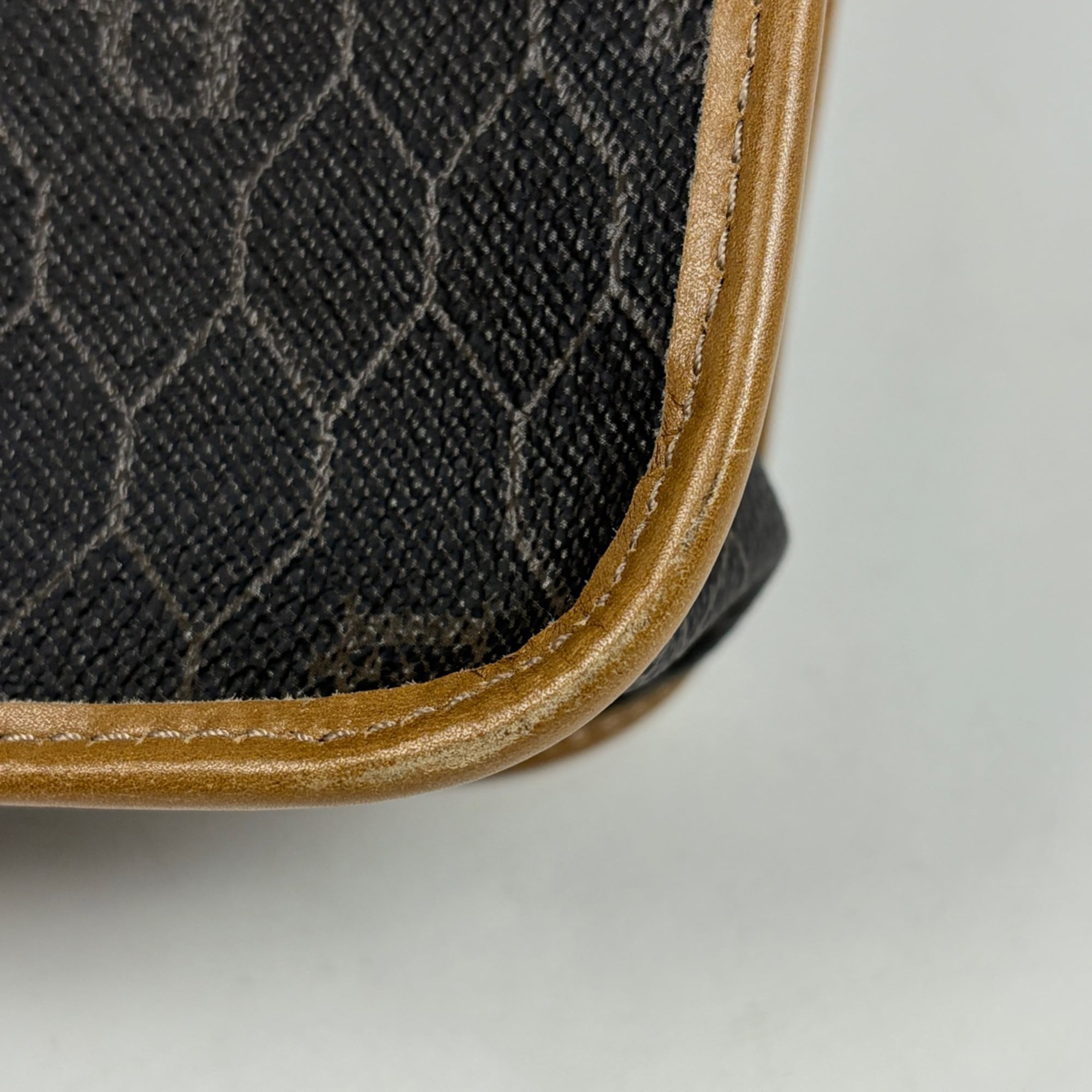 Christian Dior Beige Black Coated Canvas Shoulder Bag (Pre-Owned)