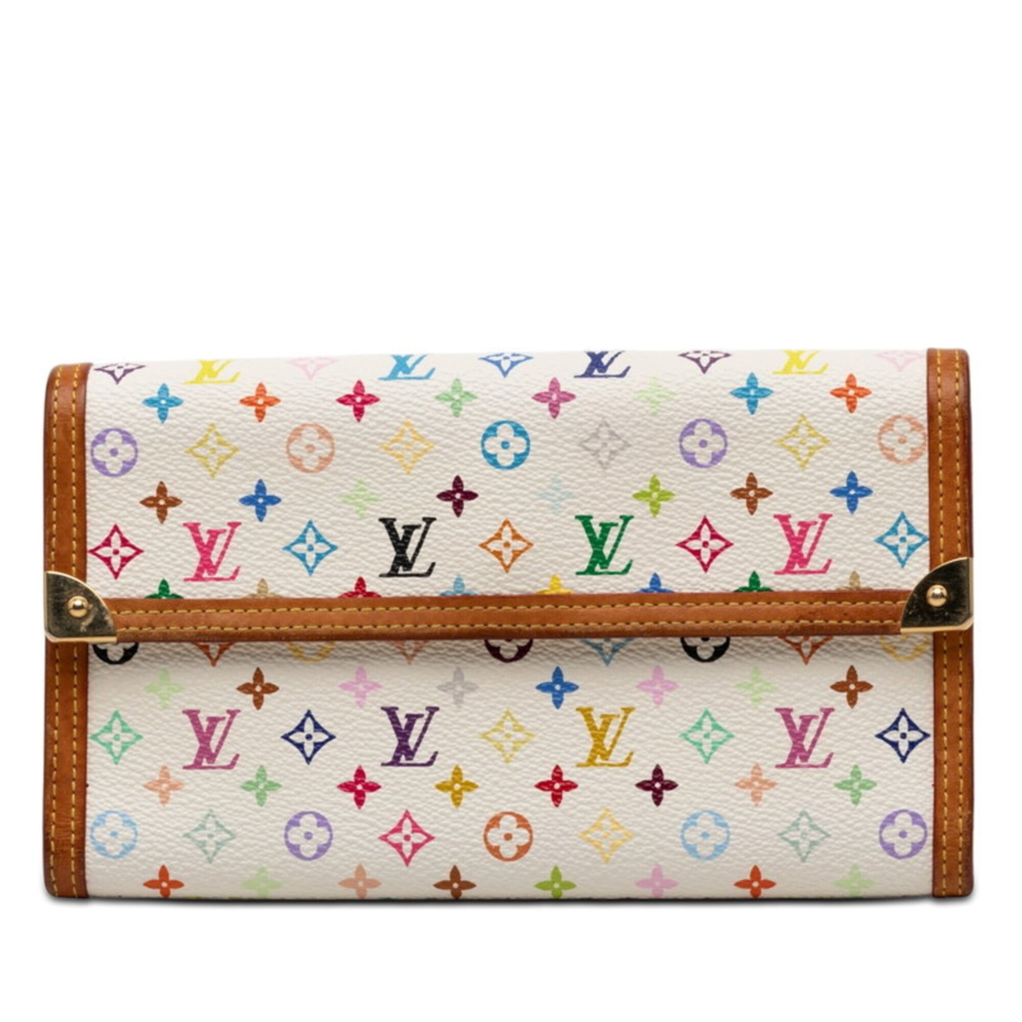 Louis Vuitton Blanc Multi-Color White Pvc Leather Wallet (Tri-Fold) (Pre-Owned)