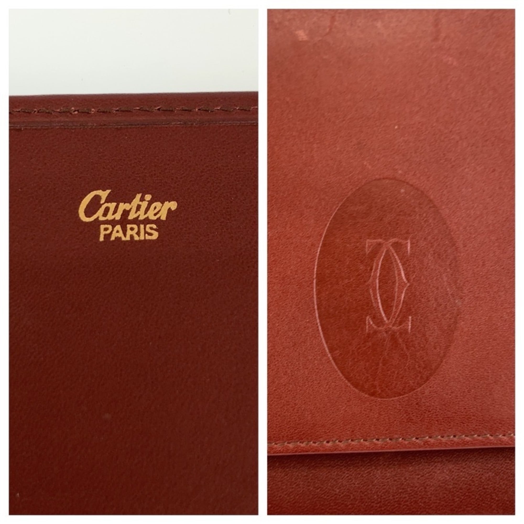 Cartier Wine Red Leather Clutch Bag (Pre-Owned)