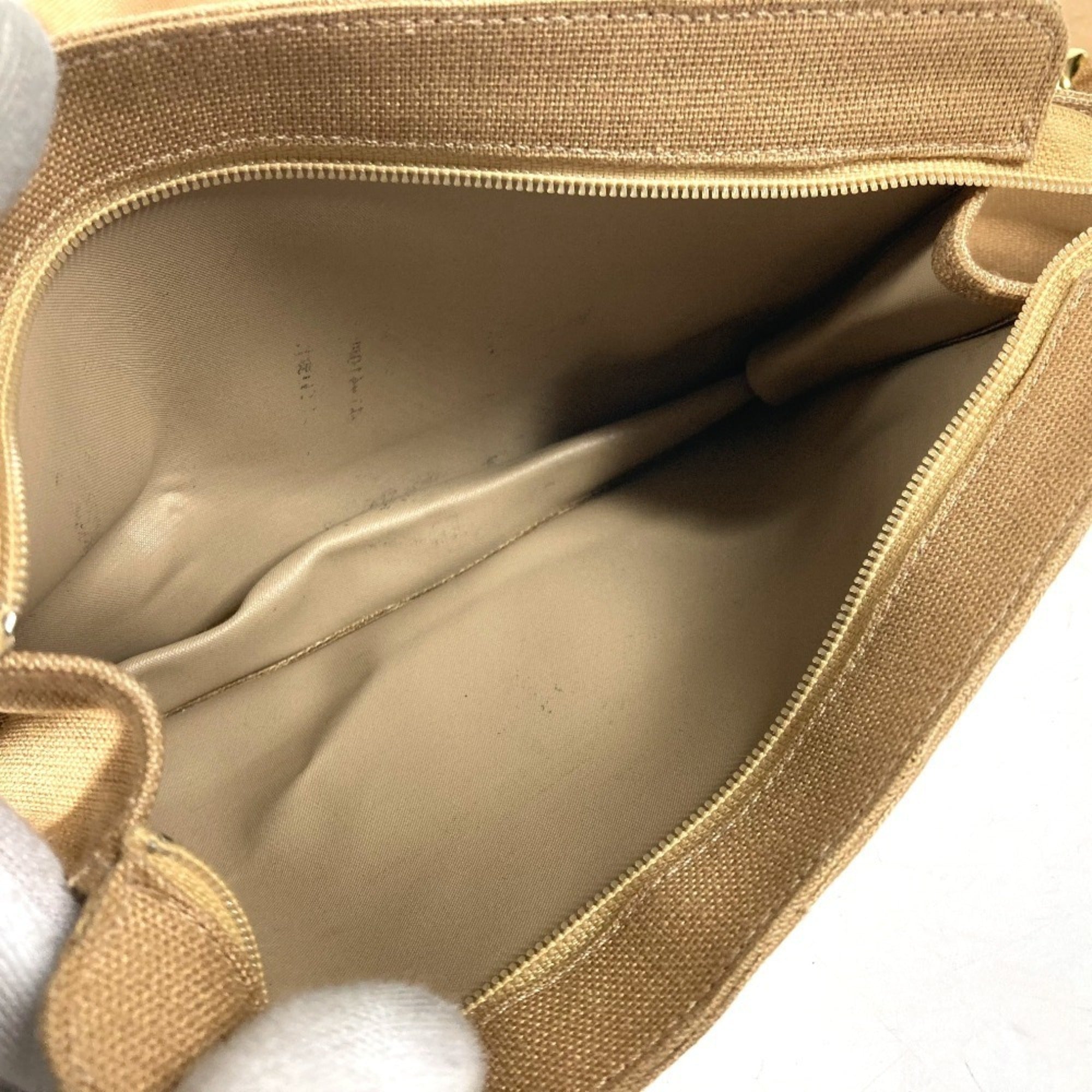 Chanel Beige Black Canvas Shoulder Bag Tote Bag (Pre-Owned)