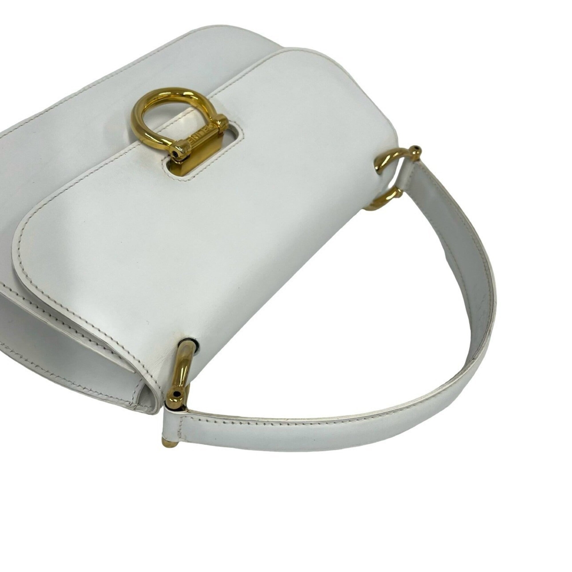 Celine White Leather Handbag Tote Bag (Pre-Owned)