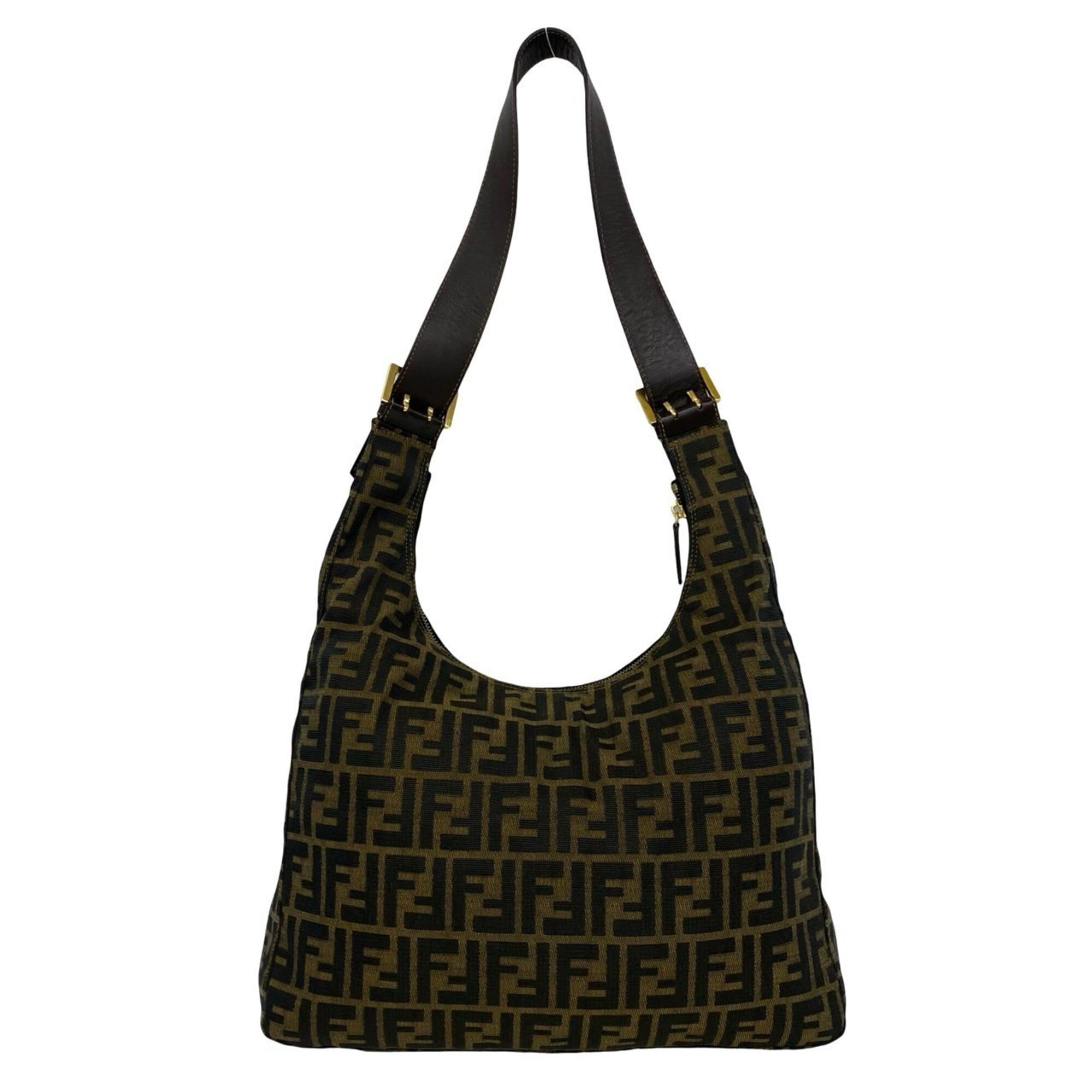 Fendi Brown Canvas Leather Handbag Shoulder Bag (Pre-Owned)