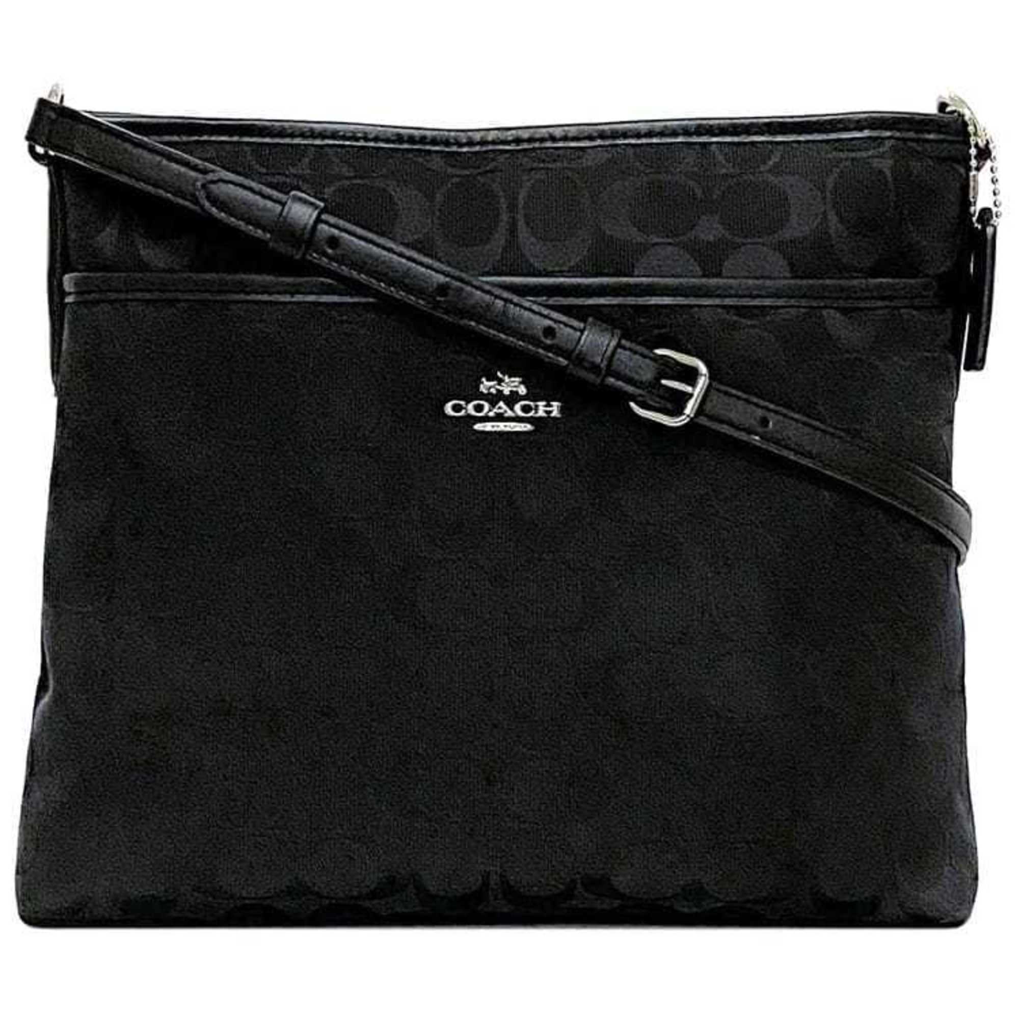 Coach Black Canvas Leather Shoulder Bag (Pre-Owned)