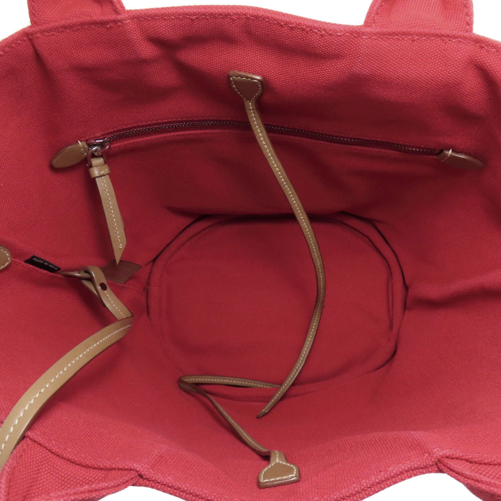 Prada Canapa Red Color Canvas Tote Bag (Pre-Owned)