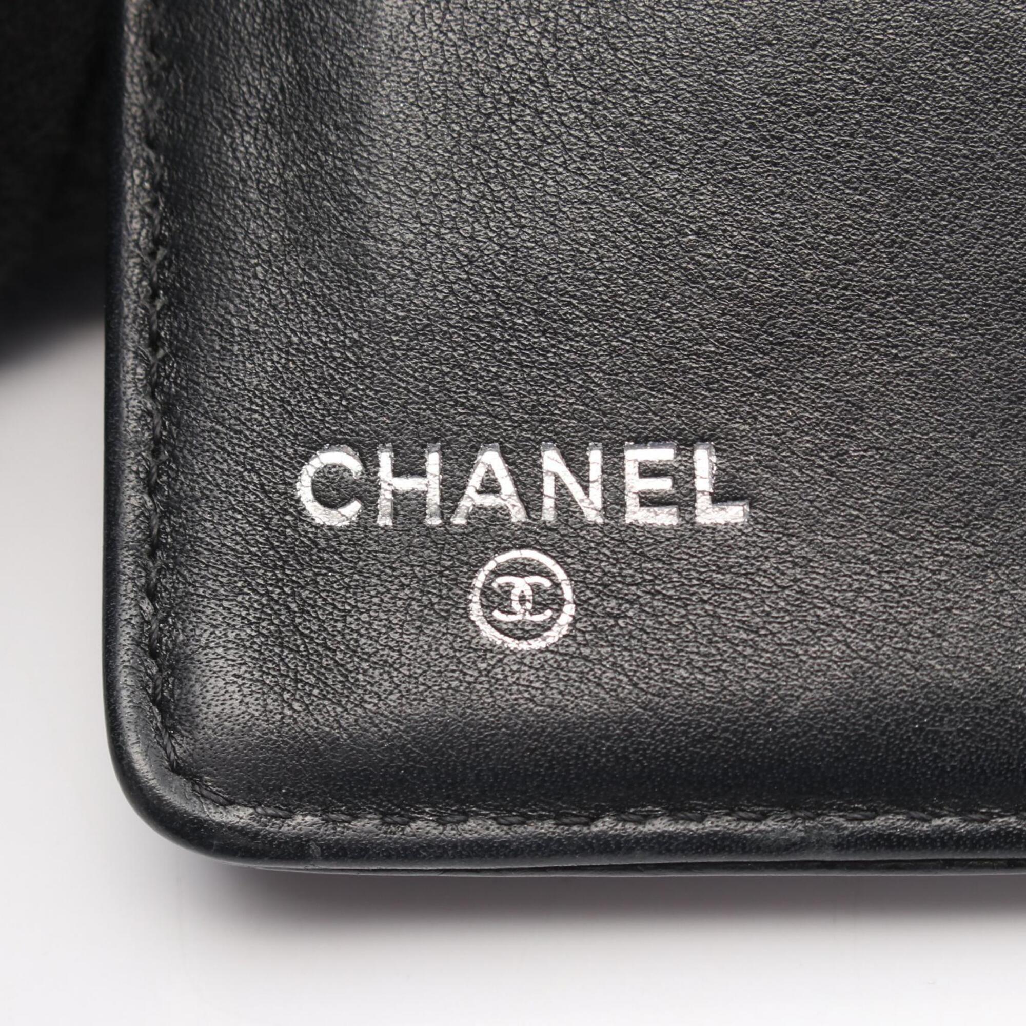 Chanel Black Grained Calfskin Long Wallet (Bi-Fold) (Pre-Owned)