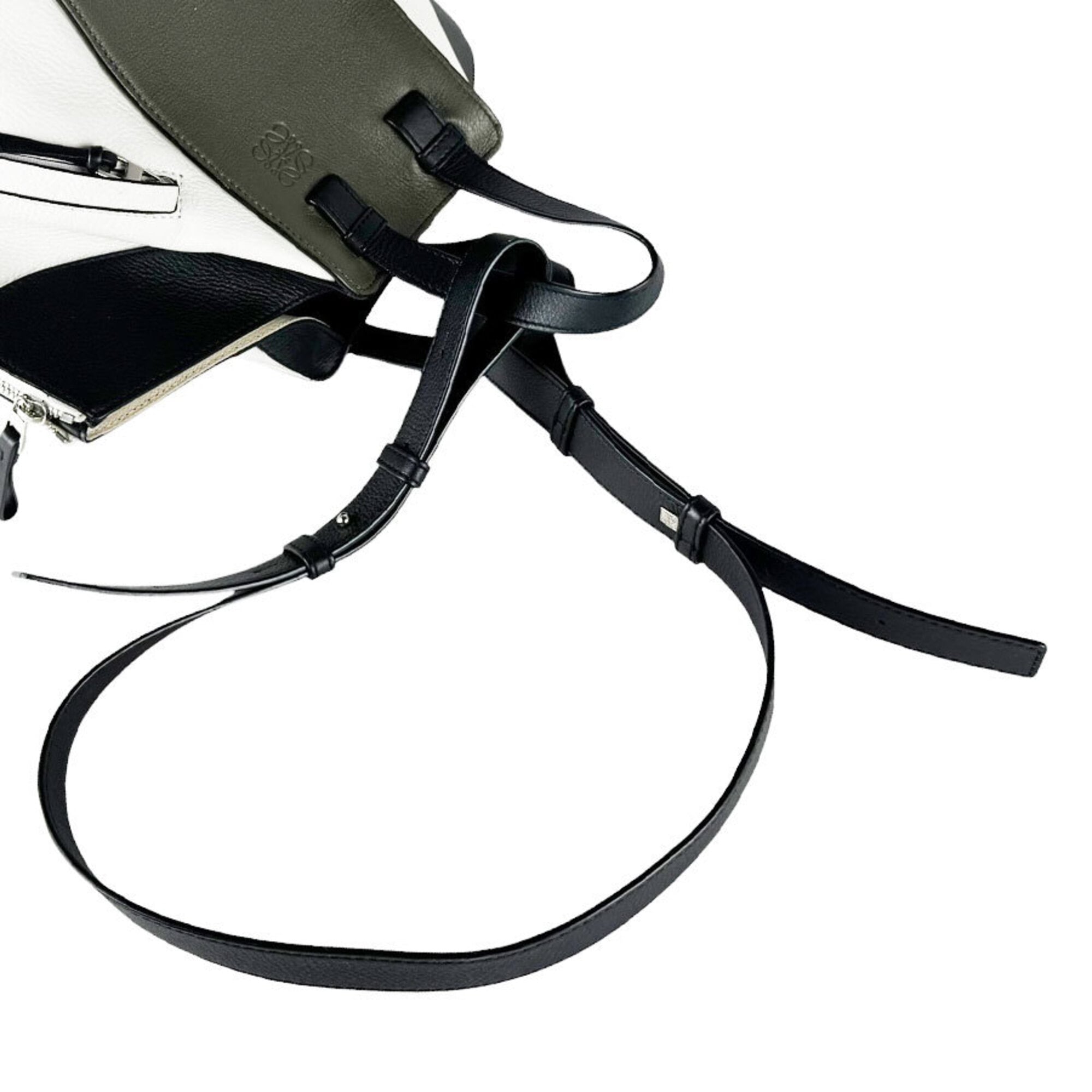 Loewe Black Khaki White Leather Handbag Shoulder Bag (Pre-Owned)