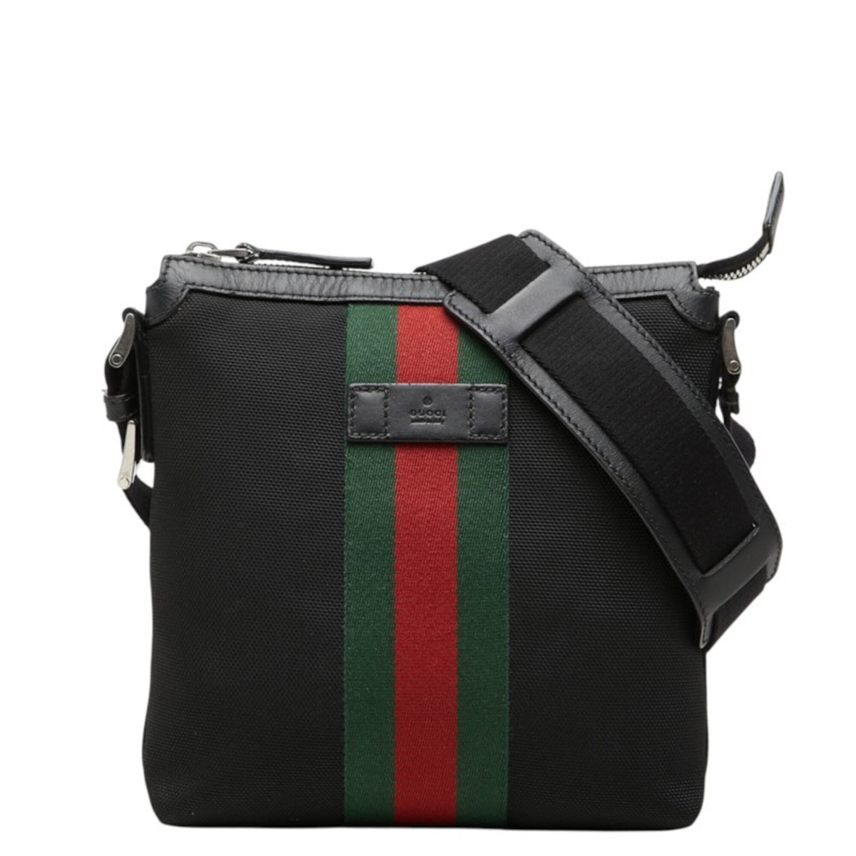 Gucci Black Canvas Leather Shoulder Bag (Pre-Owned)
