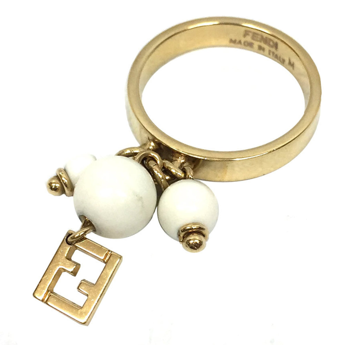 Fendi Black Yellow Metal Band Ring (Pre-Owned)