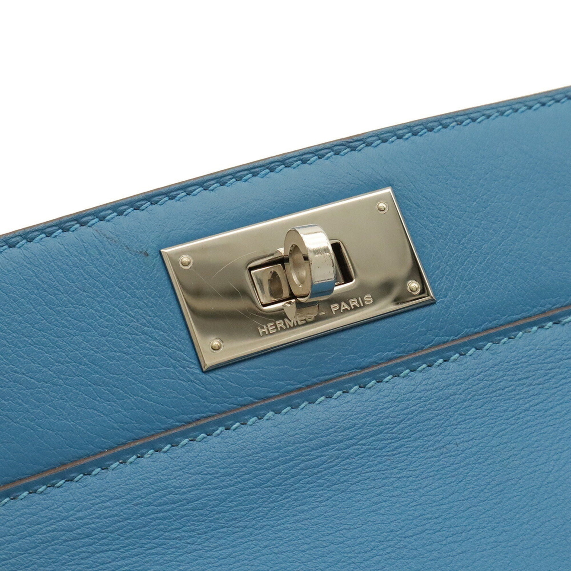 Hermes Blue Swift Leather Handbag Tote Bag (Pre-Owned)