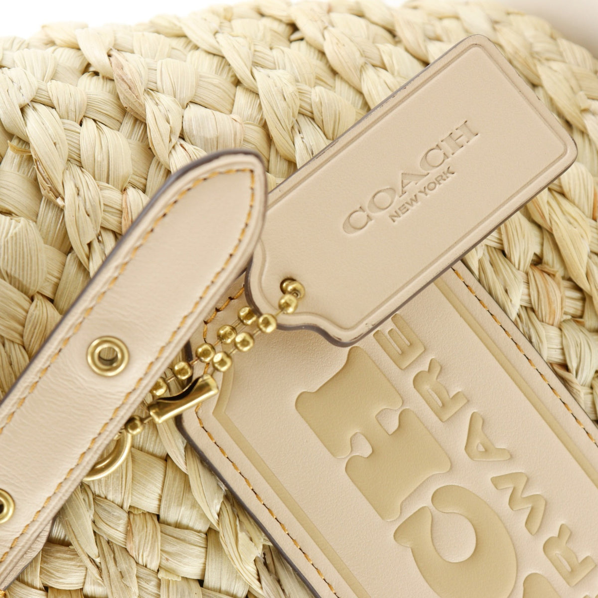 Coach Beige Straw Leather Tote Bag (Pre-Owned)