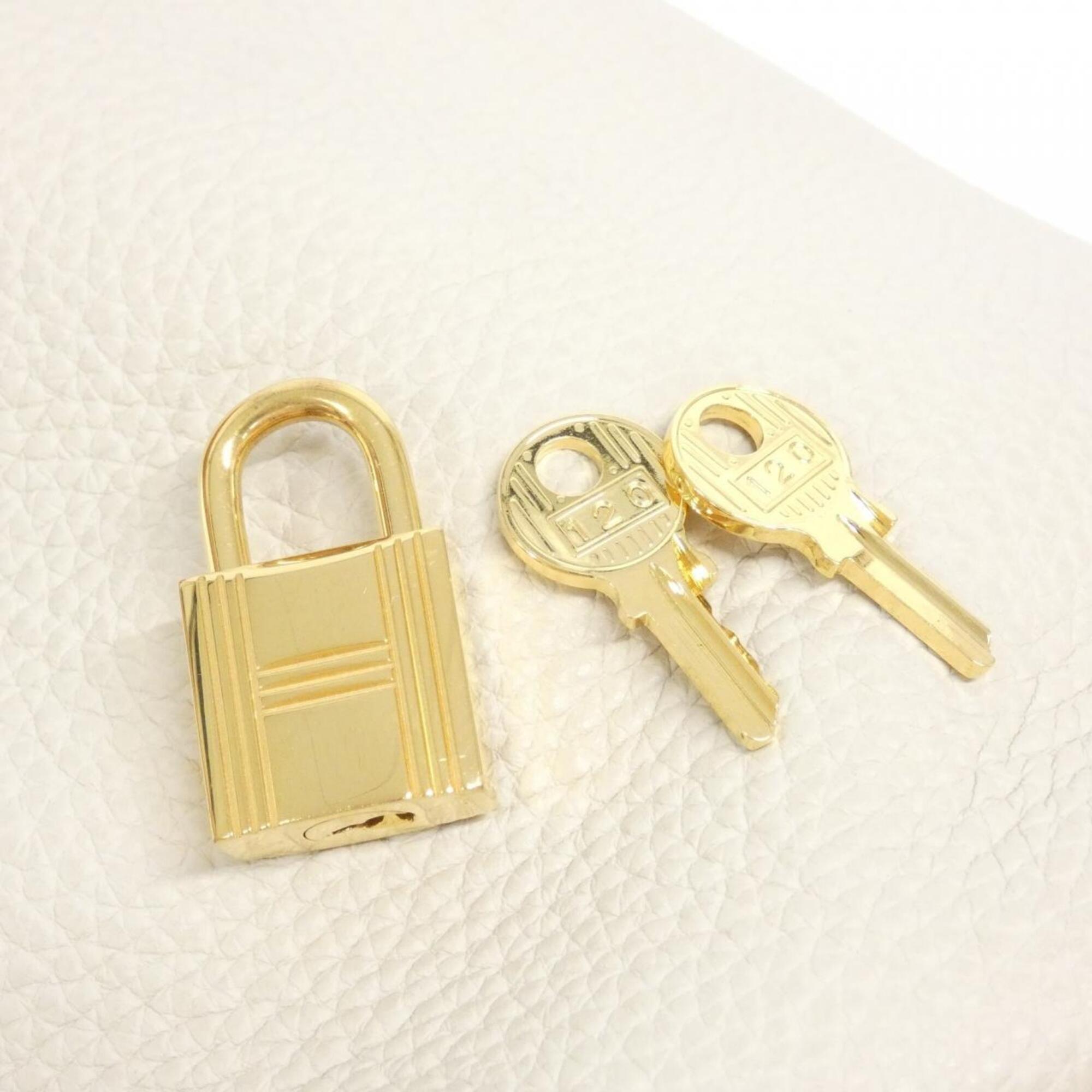 Hermes White Taurillon Clemence Leather Handbag (Pre-Owned)